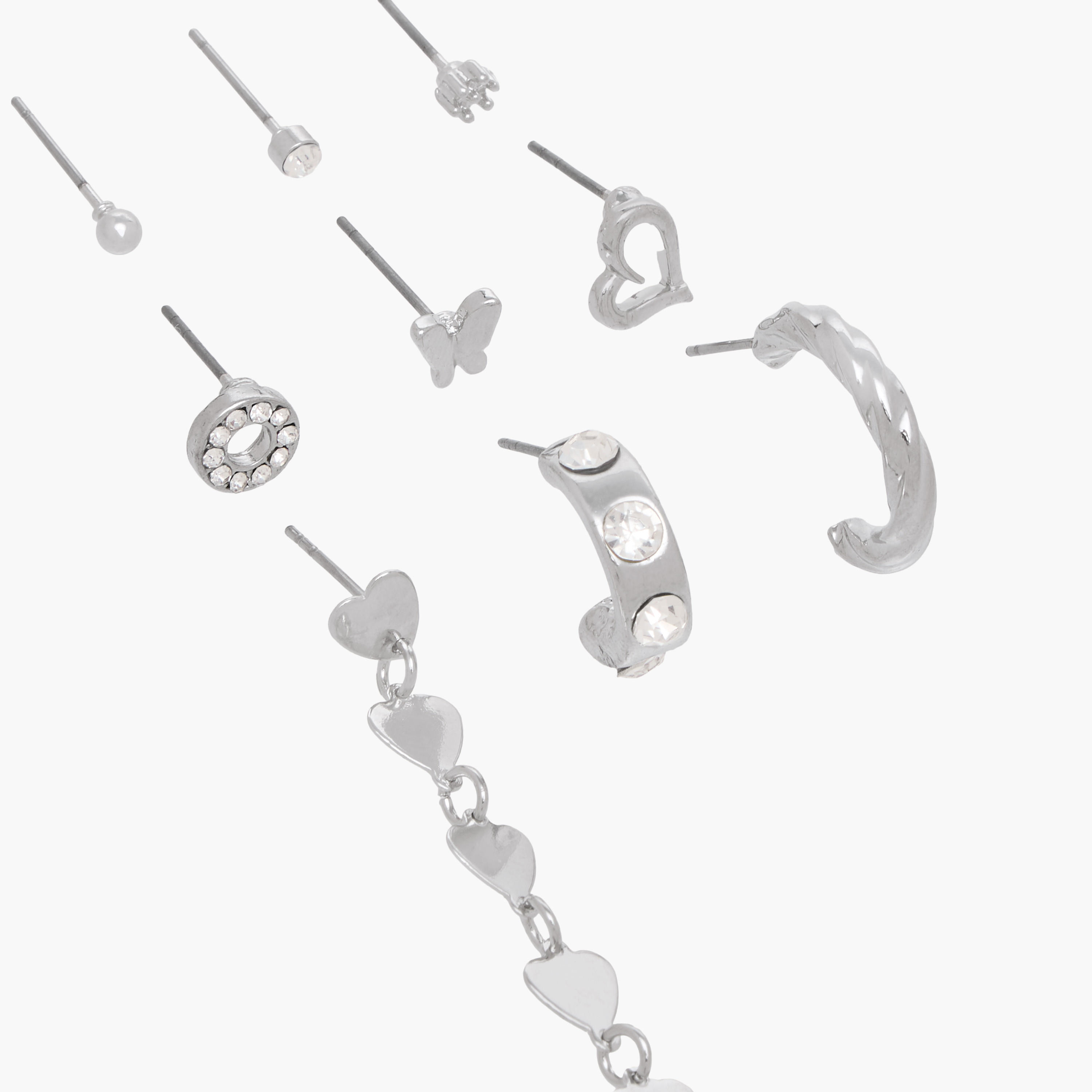 حلقان متنوعة بلون فضي وبمكبس إغلاق خلفي 6 أزواج-women-watchesandjewellery-jewellery-earrings-image-3