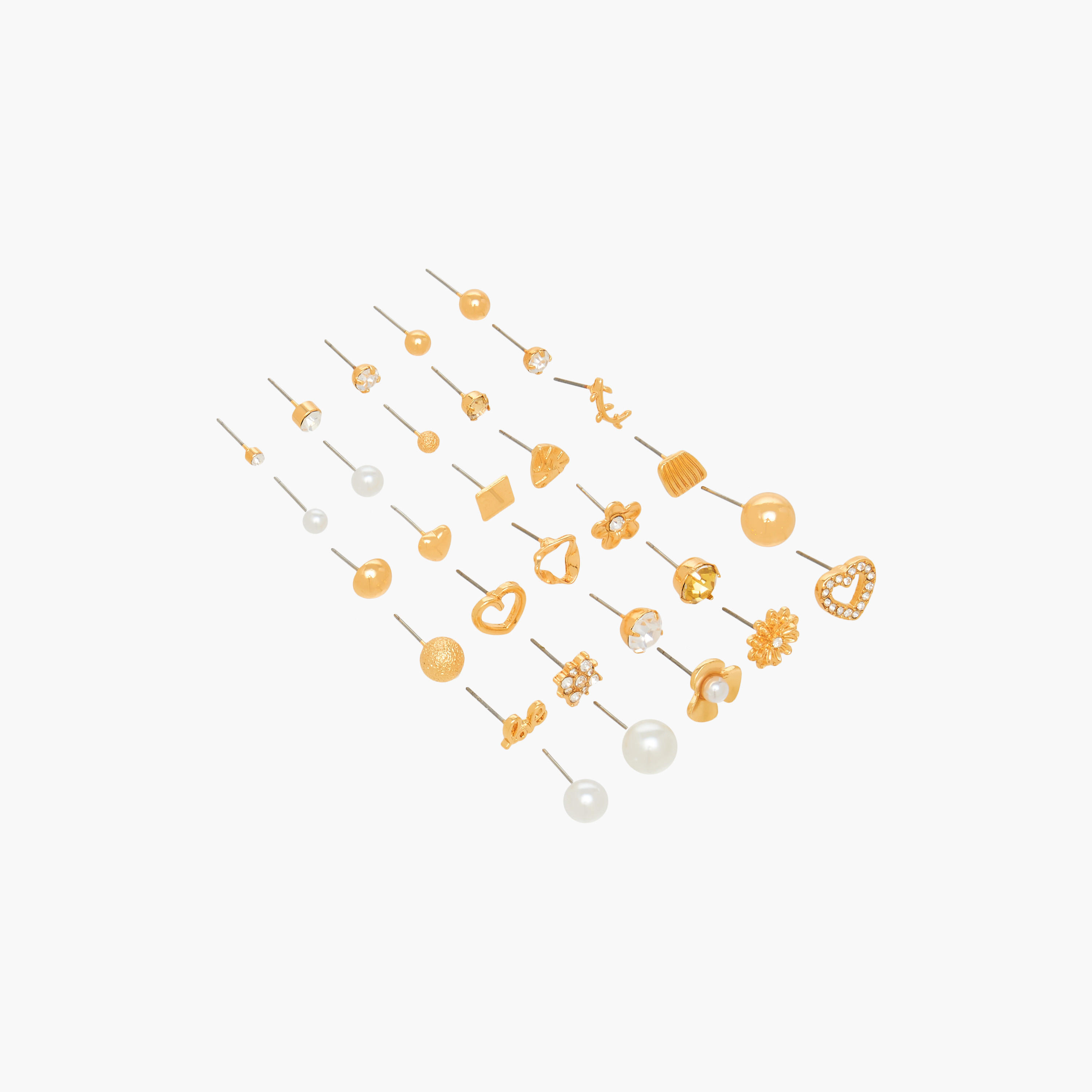 Pack of 30 Gold Tone Stud Earrings with Pushback Closure-women-watchesandjewellery-jewellery-earrings-image-2