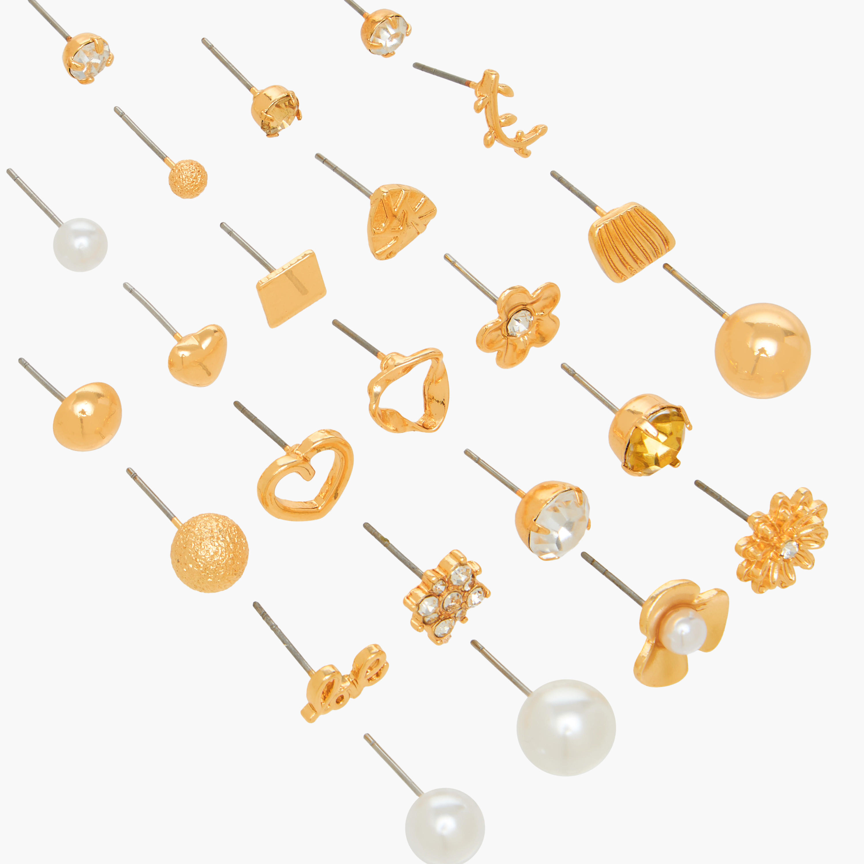 Pack of 30 Gold Tone Stud Earrings with Pushback Closure-women-watchesandjewellery-jewellery-earrings-image-3
