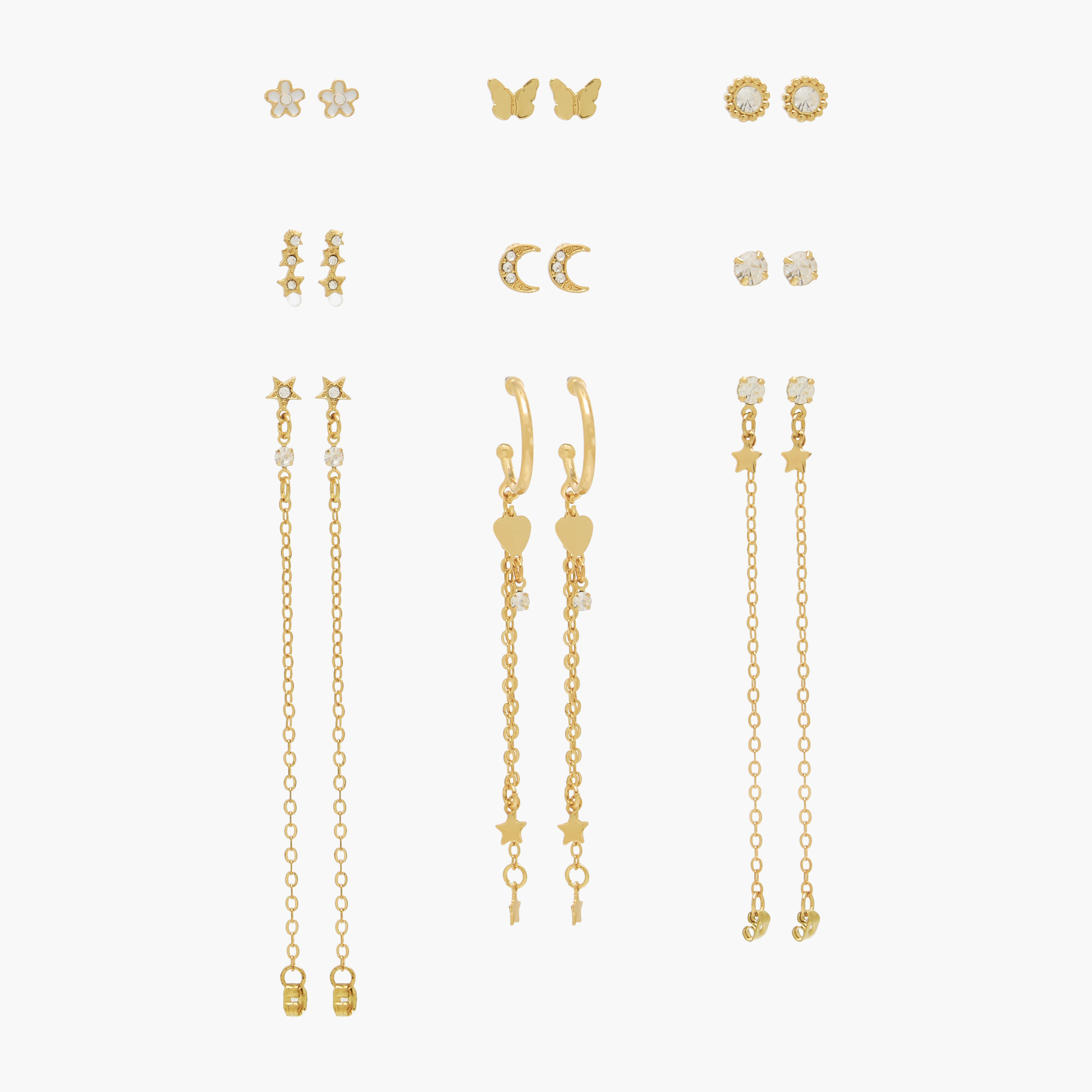 حلقان بلون ذهبي بمكبس إغلاق خلفي - عبوة من 15 زوج-women-watchesandjewellery-jewellery-earrings-image-1