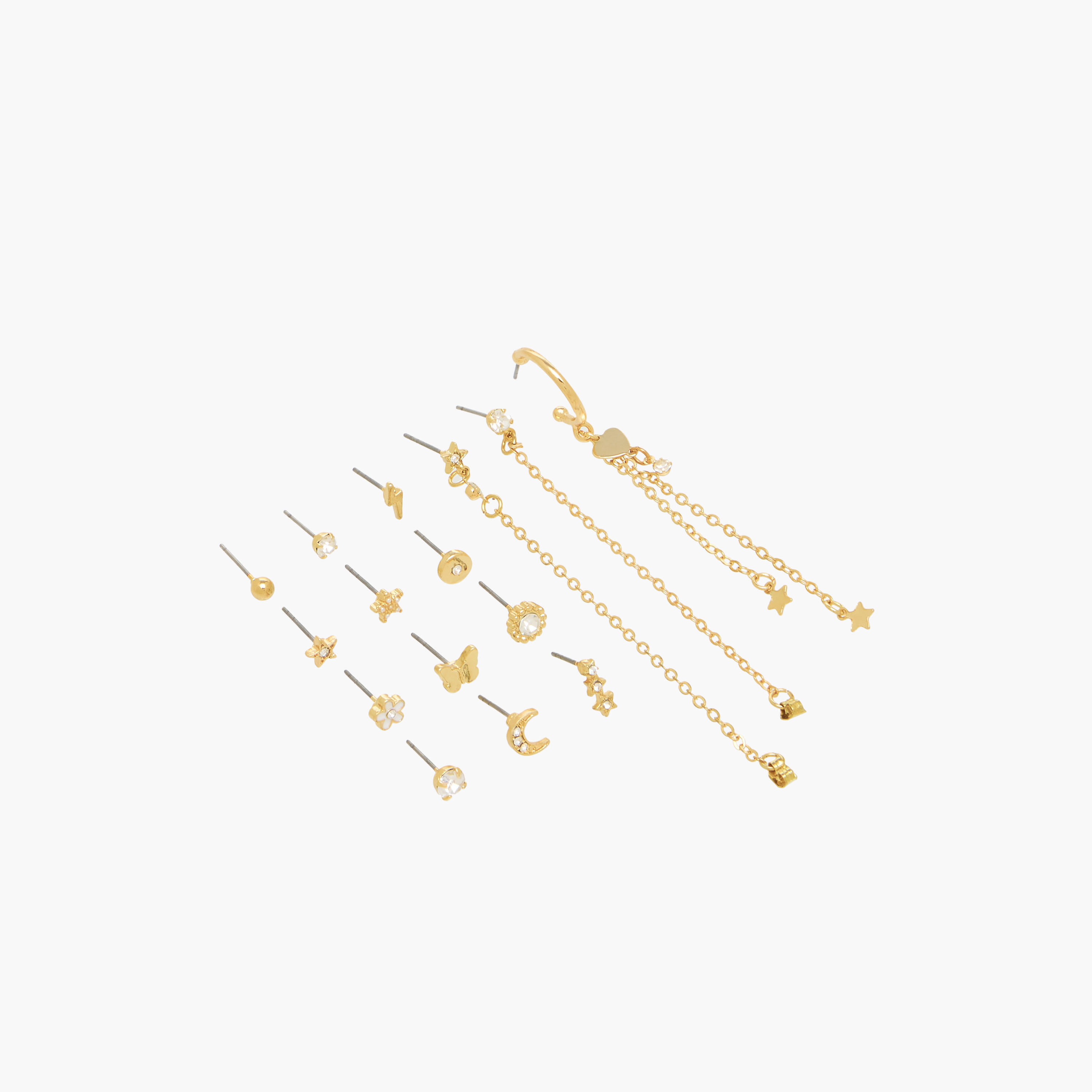 حلقان بلون ذهبي بمكبس إغلاق خلفي - عبوة من 15 زوج-women-watchesandjewellery-jewellery-earrings-image-2