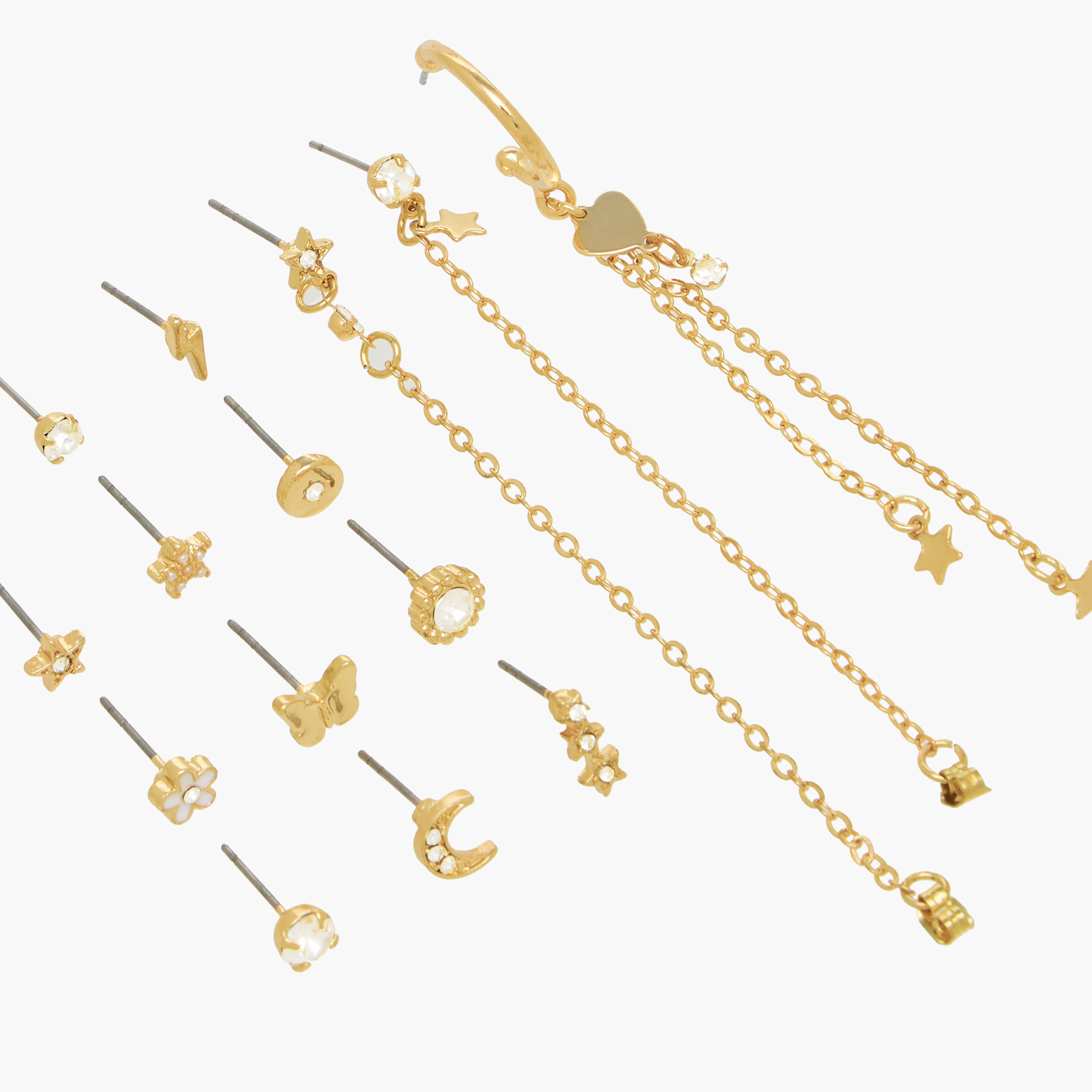 حلقان بلون ذهبي بمكبس إغلاق خلفي - عبوة من 15 زوج-women-watchesandjewellery-jewellery-earrings-image-3
