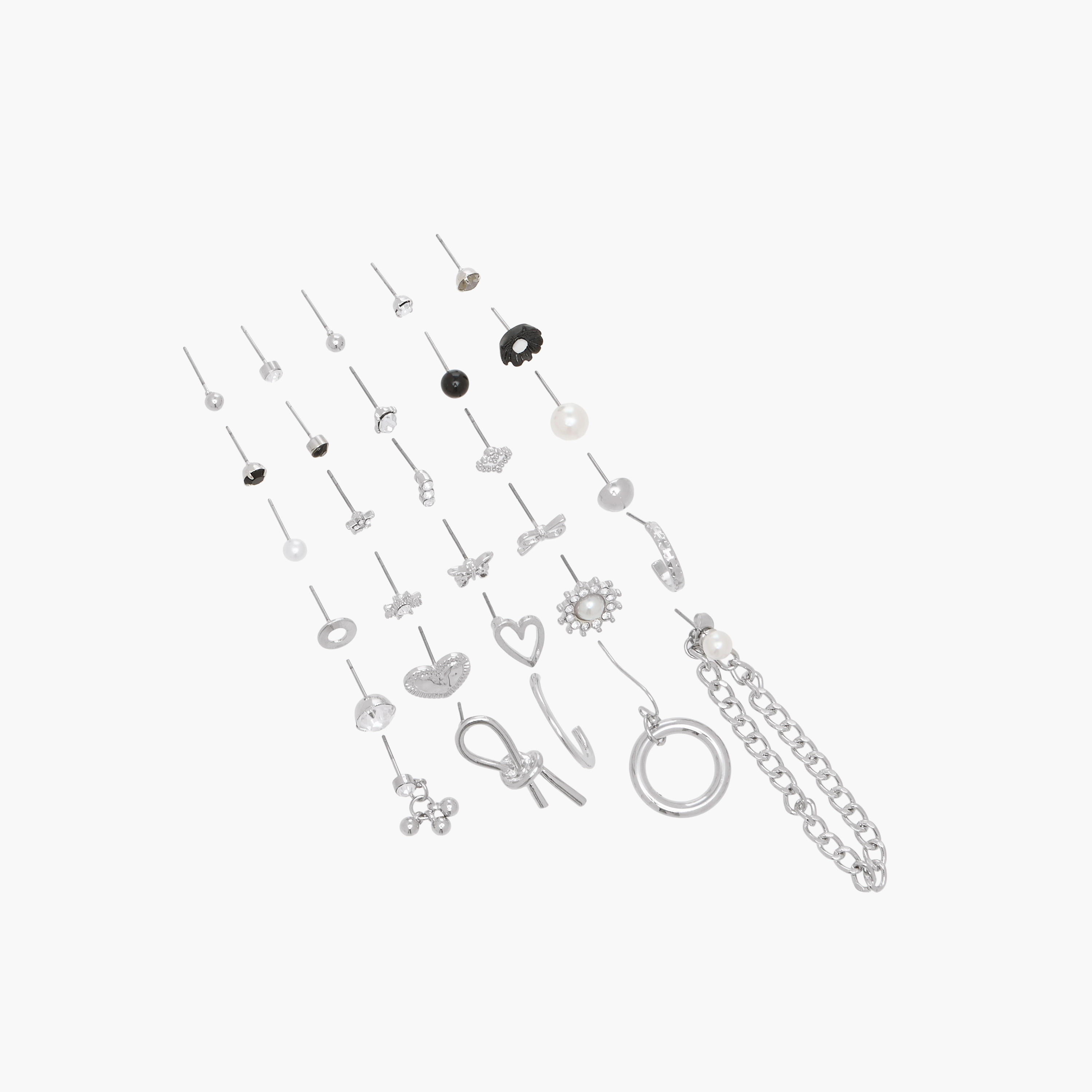 حلقان بلون فضي بمكبس إغلاق خلفي - عبوة من  30 زوج-women-watchesandjewellery-jewellery-earrings-image-2