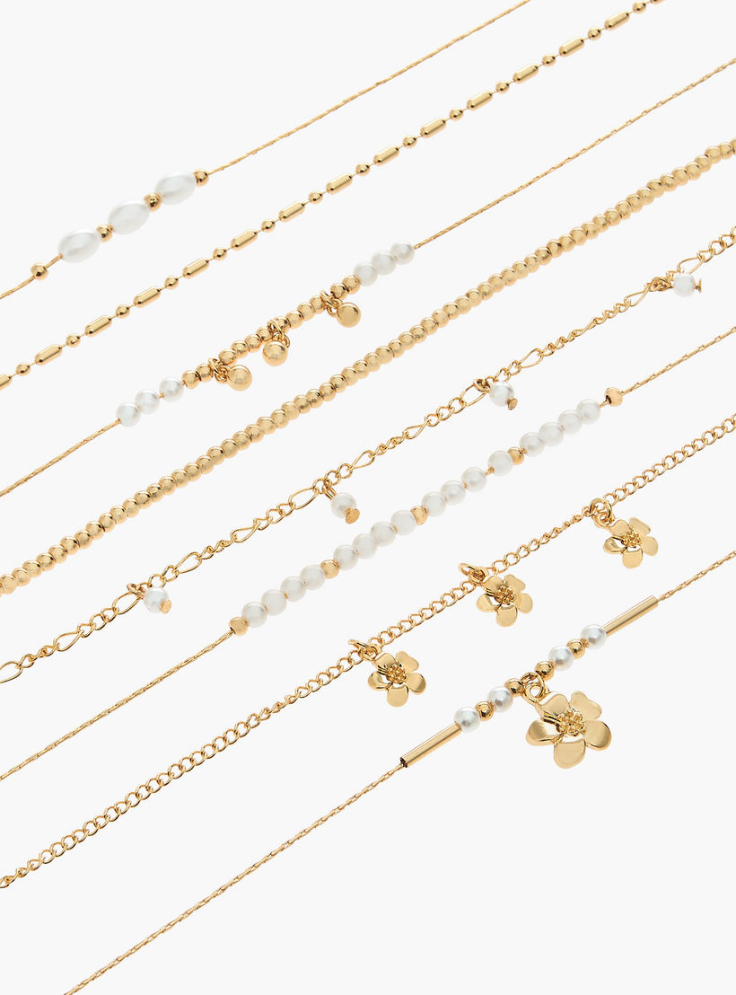 خلاخيل متنوعة بلون ذهبي - عبوة 5 قطع-women-watchesandjewellery-jewellery-anklets-image-19