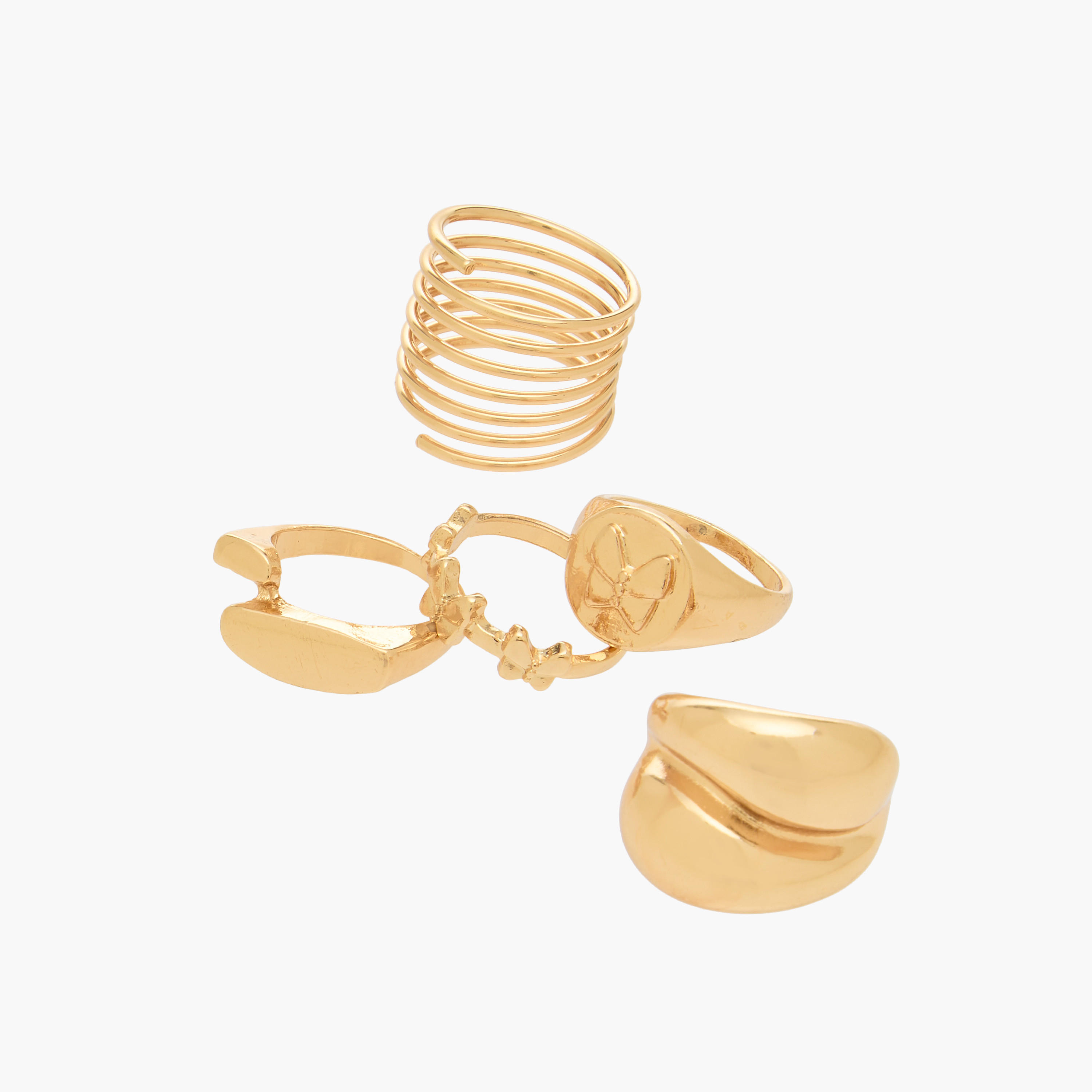 خواتم بارزة الملمس بلون ذهبي - طقم 5 قطع-women-watchesandjewellery-jewellery-rings-image-2