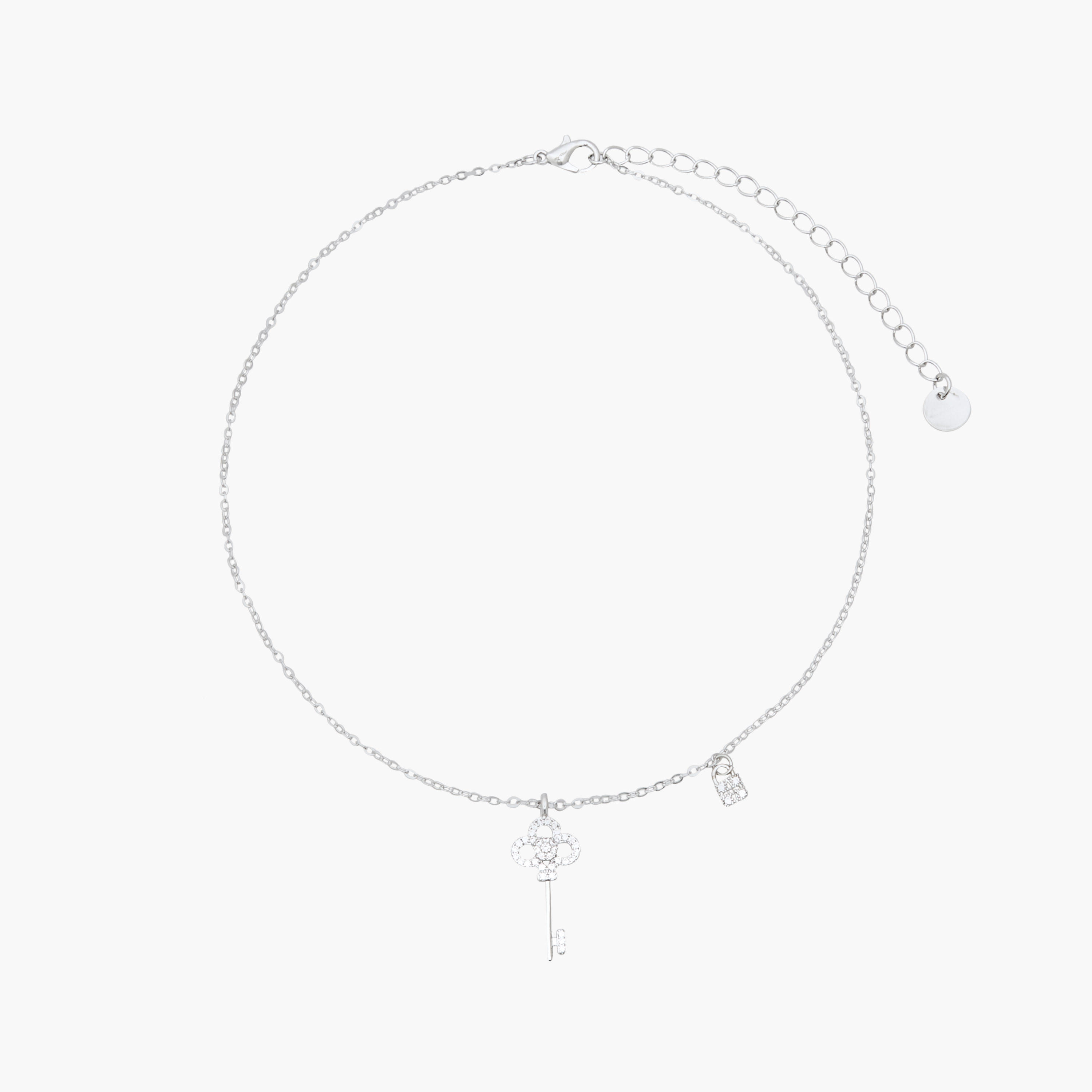 Silver Tone Necklace with Key Pendant-women-watchesandjewellery-jewellery-necklacesandpendants-image-1