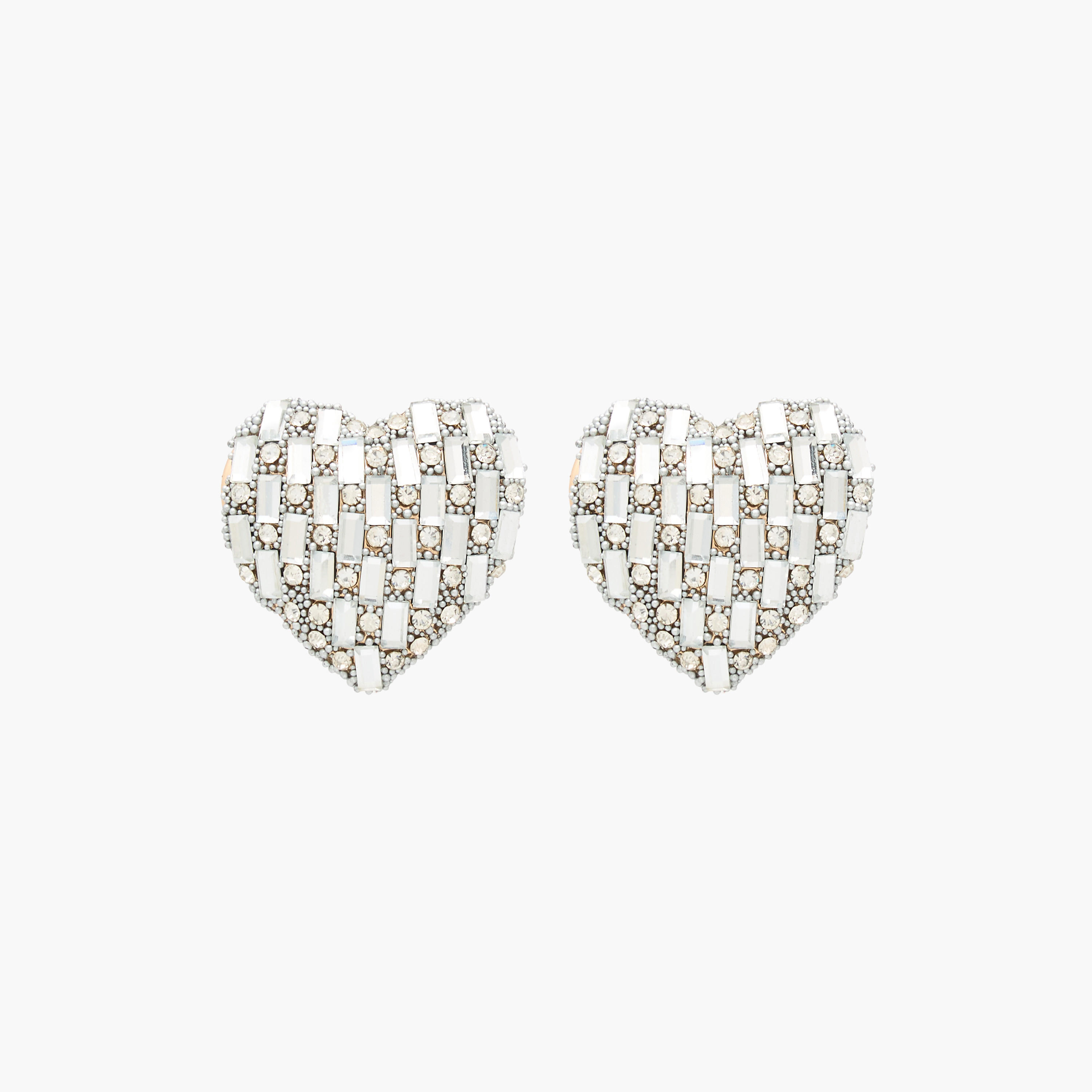 Silver Tone Heart Shaped Stud Earrings with Pushback Closure-women-watchesandjewellery-jewellery-earrings-image-1