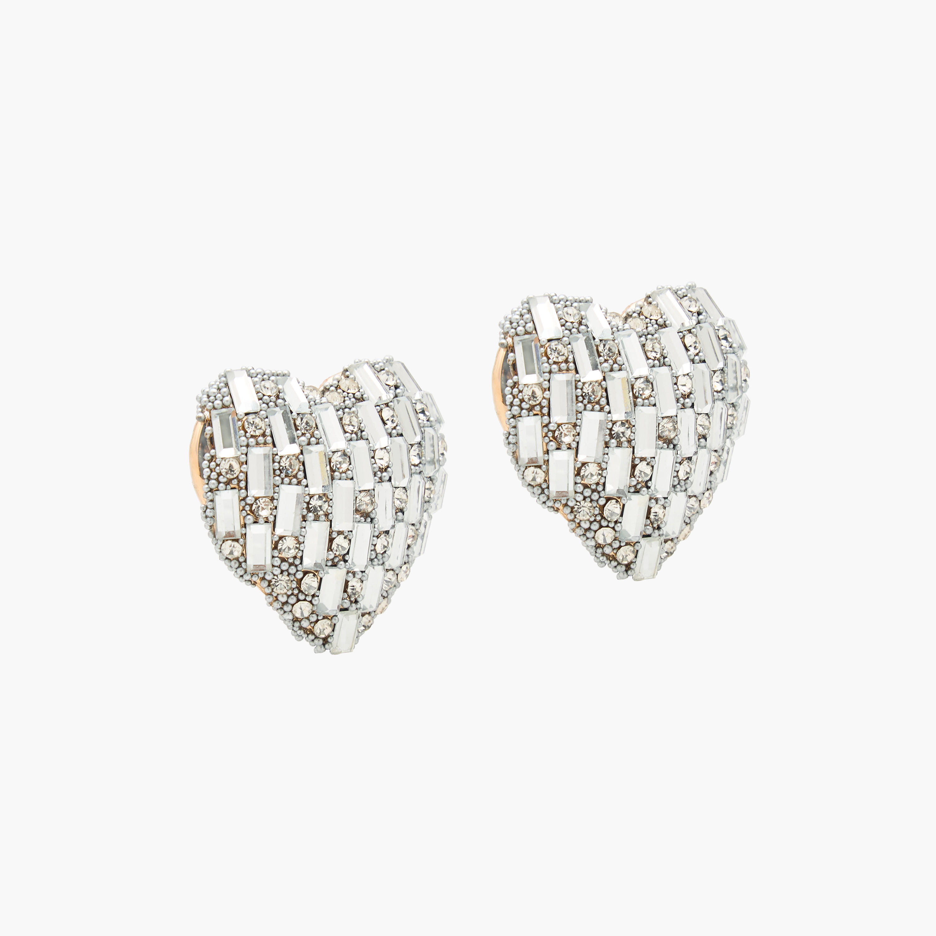 Silver Tone Heart Shaped Stud Earrings with Pushback Closure-women-watchesandjewellery-jewellery-earrings-image-2