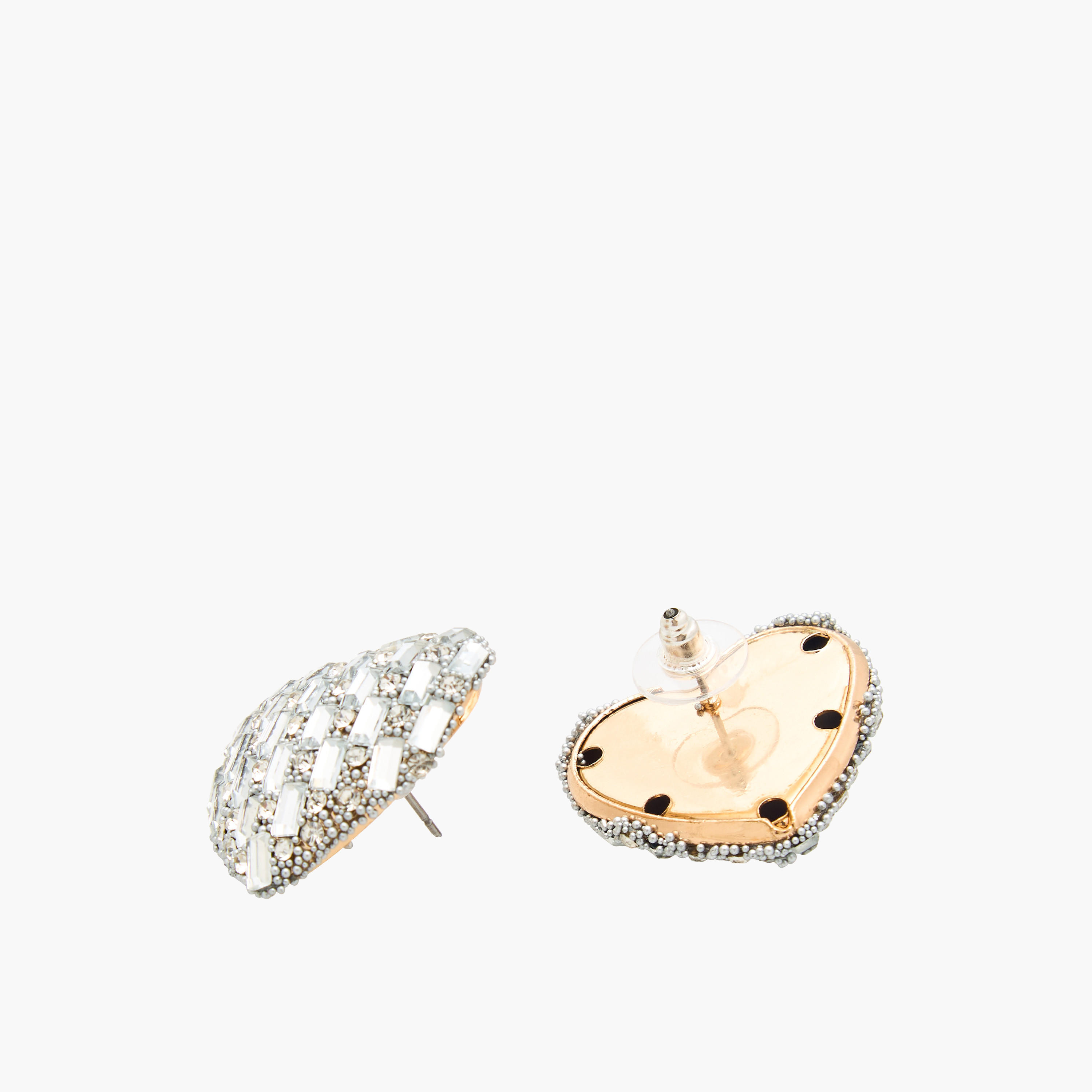 Silver Tone Heart Shaped Stud Earrings with Pushback Closure-women-watchesandjewellery-jewellery-earrings-image-4
