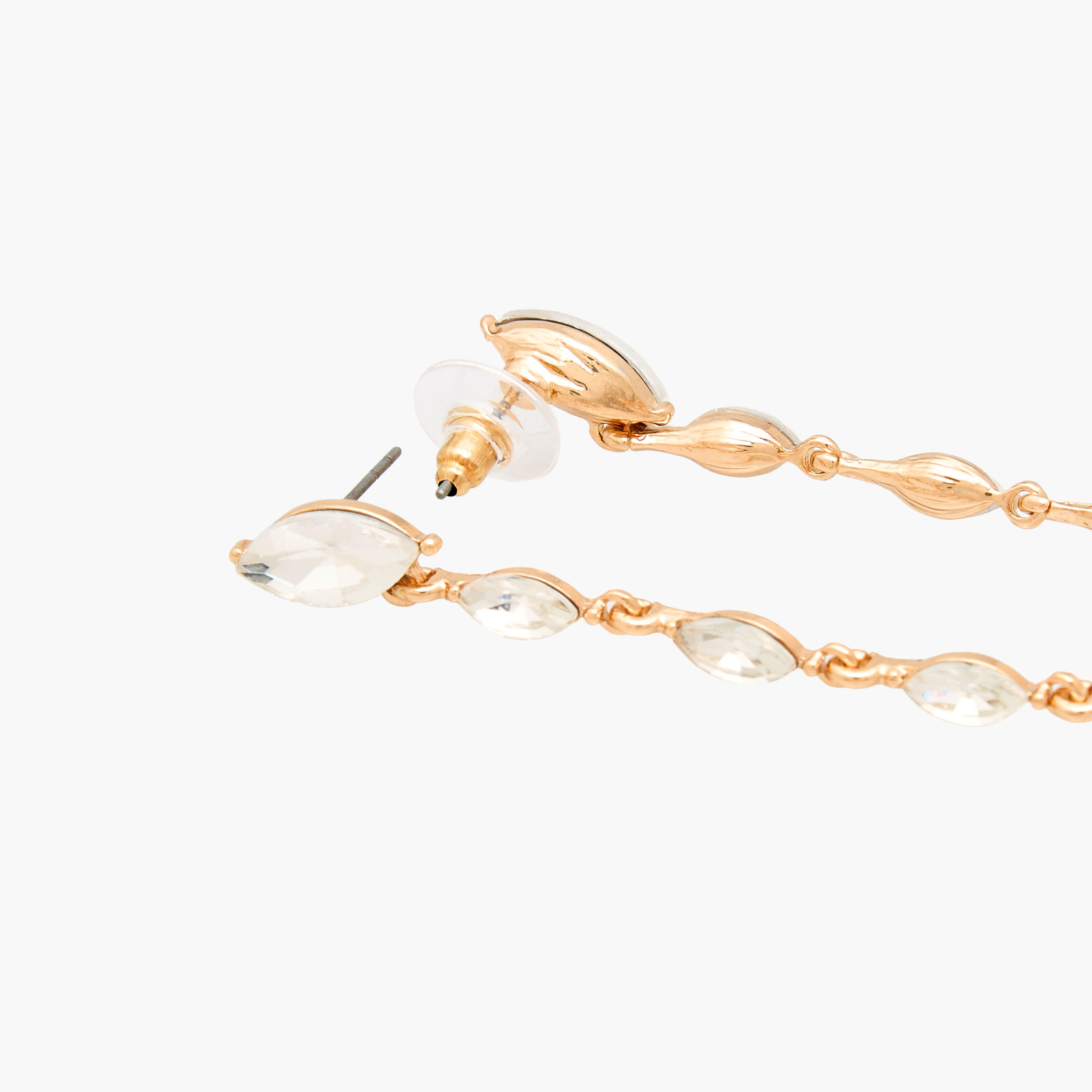 حلق متدلي مزين بلون ذهبي ومكبس إغلاق خلفي-women-watchesandjewellery-jewellery-earrings-image-4