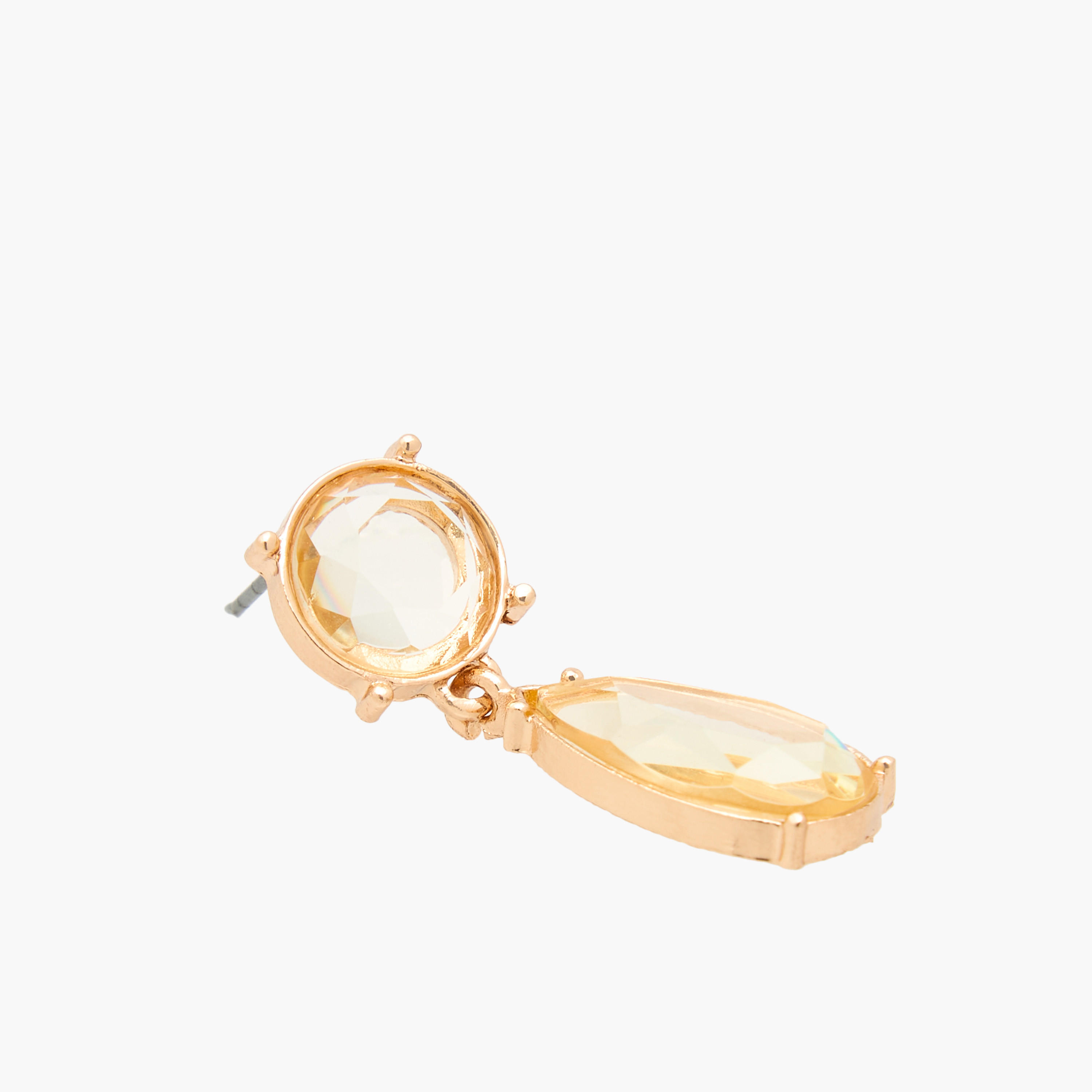 Gold Tone Embellished Earrings with Pushback Closure-women-watchesandjewellery-jewellery-earrings-image-3