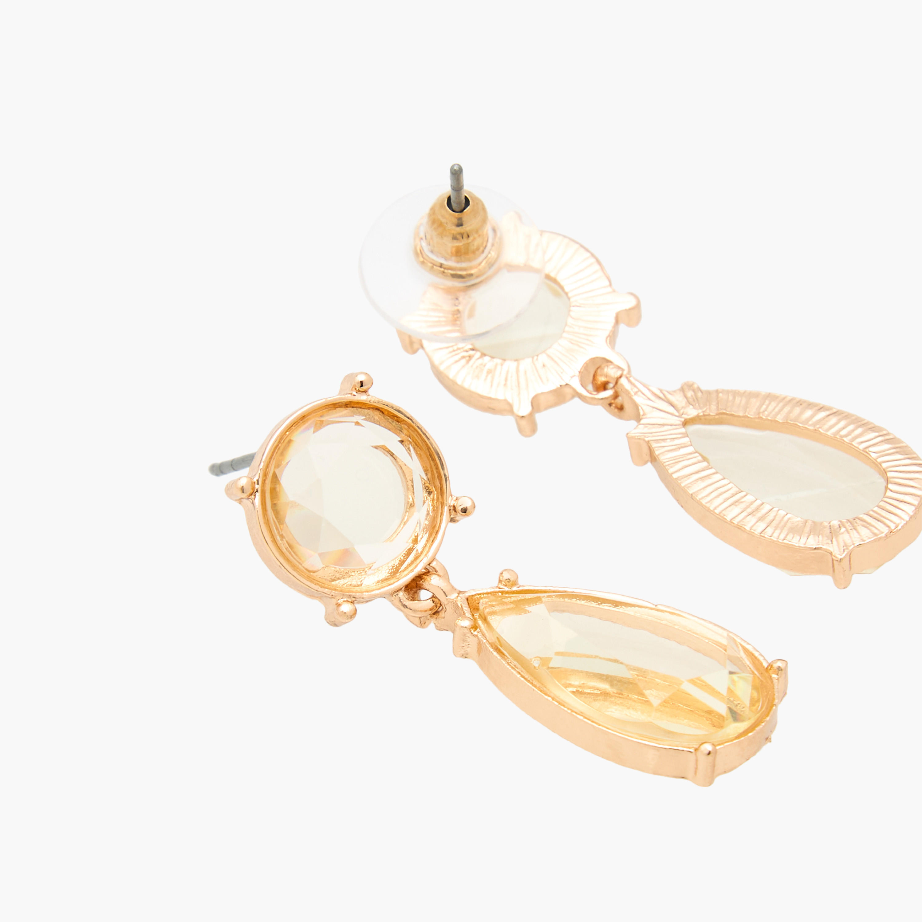 Gold Tone Embellished Earrings with Pushback Closure-women-watchesandjewellery-jewellery-earrings-image-4