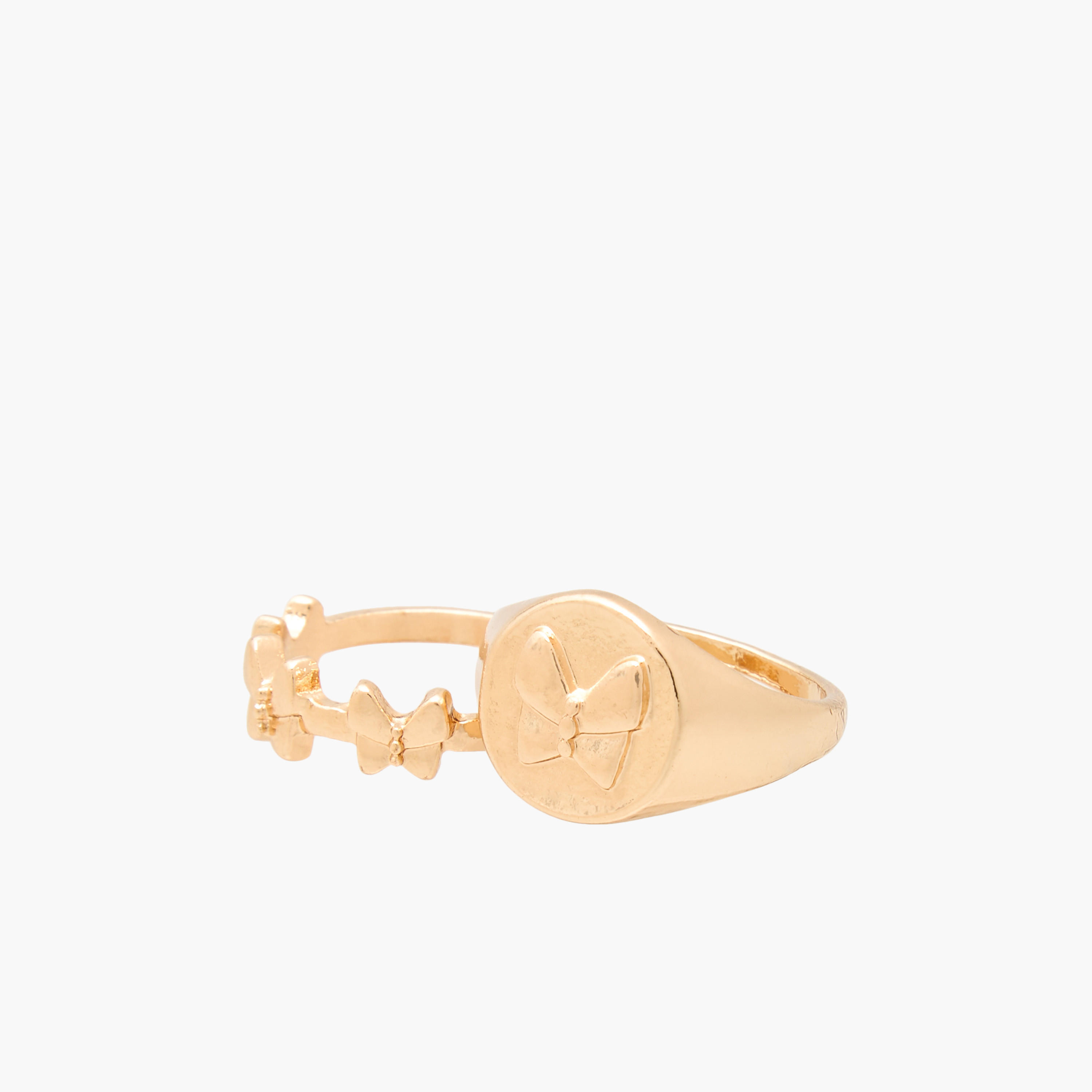 Textured Gold Tone Ring - Set of 5-women-watchesandjewellery-jewellery-rings-image-3