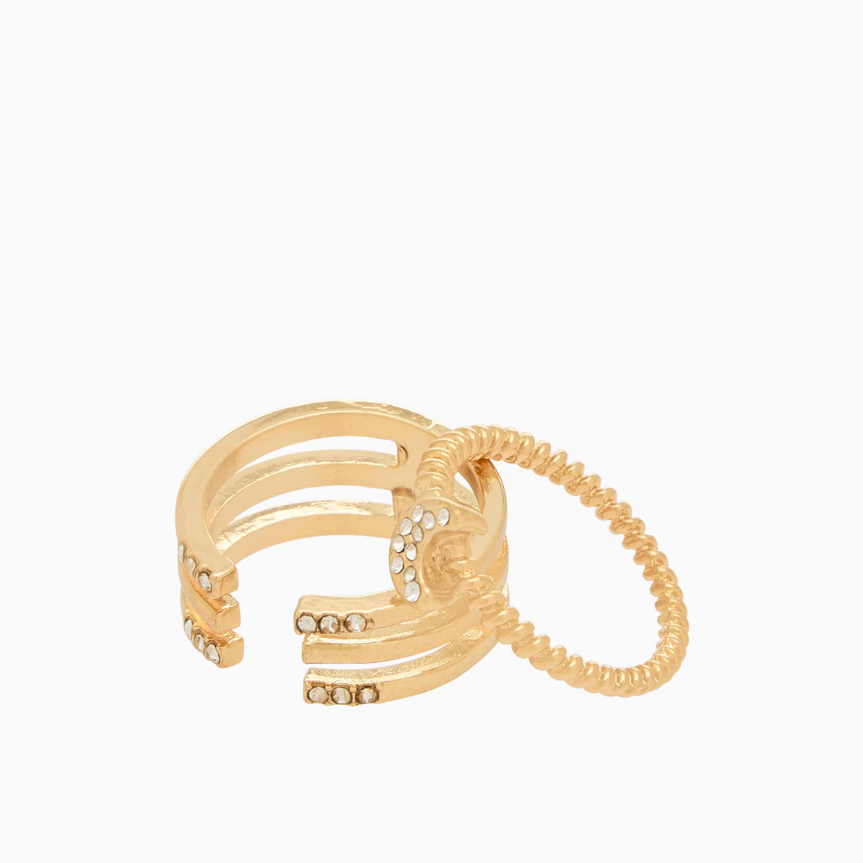 Textured Gold Tone Ring - Set of 14-women-watchesandjewellery-jewellery-rings-image-3