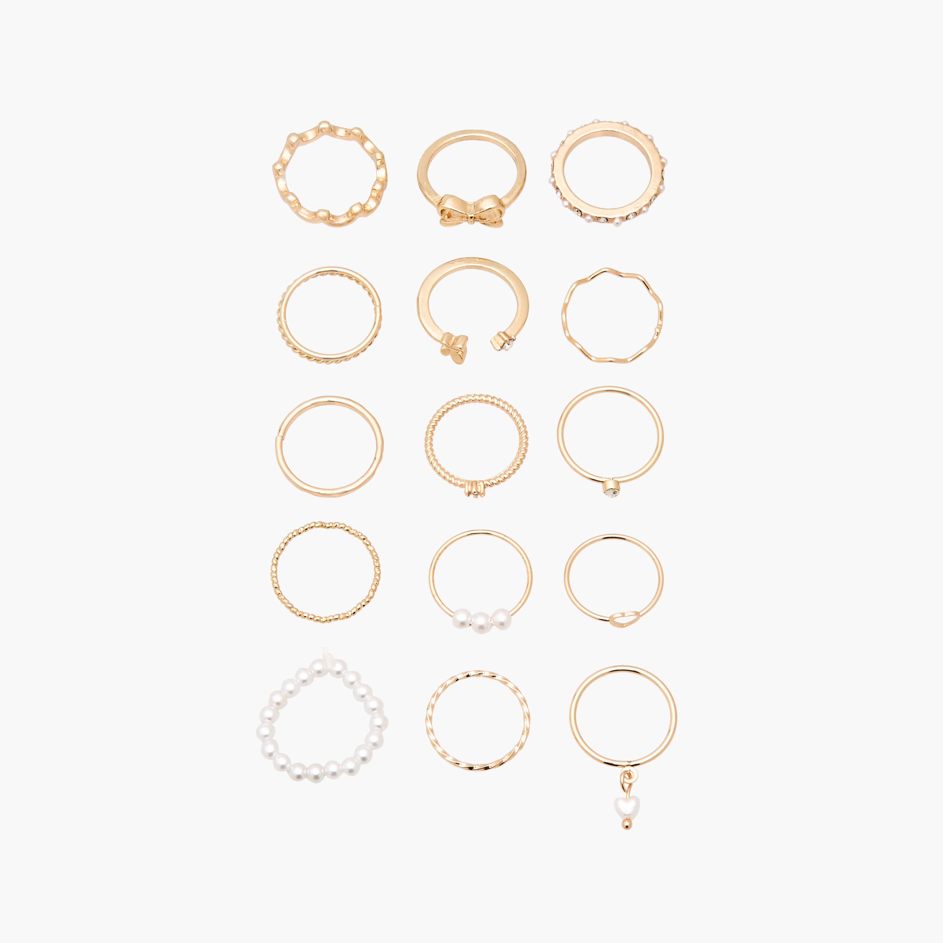 Assorted Gold Tone Ring - Set of 15-women-watchesandjewellery-jewellery-rings-image-1