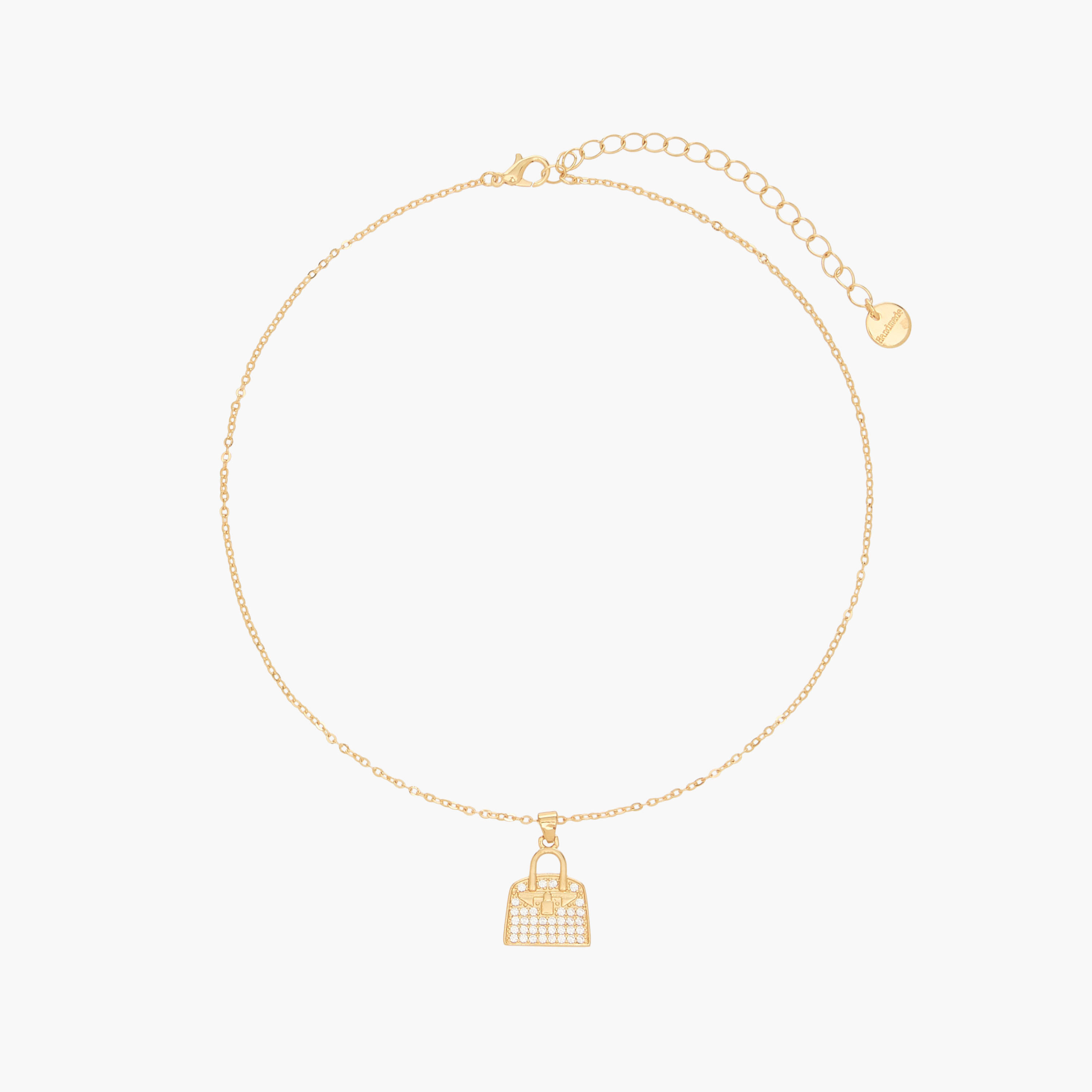 Gold Tone Cubic Zirconia Necklace with Bag Pendant-women-watchesandjewellery-jewellery-necklacesandpendants-image-1