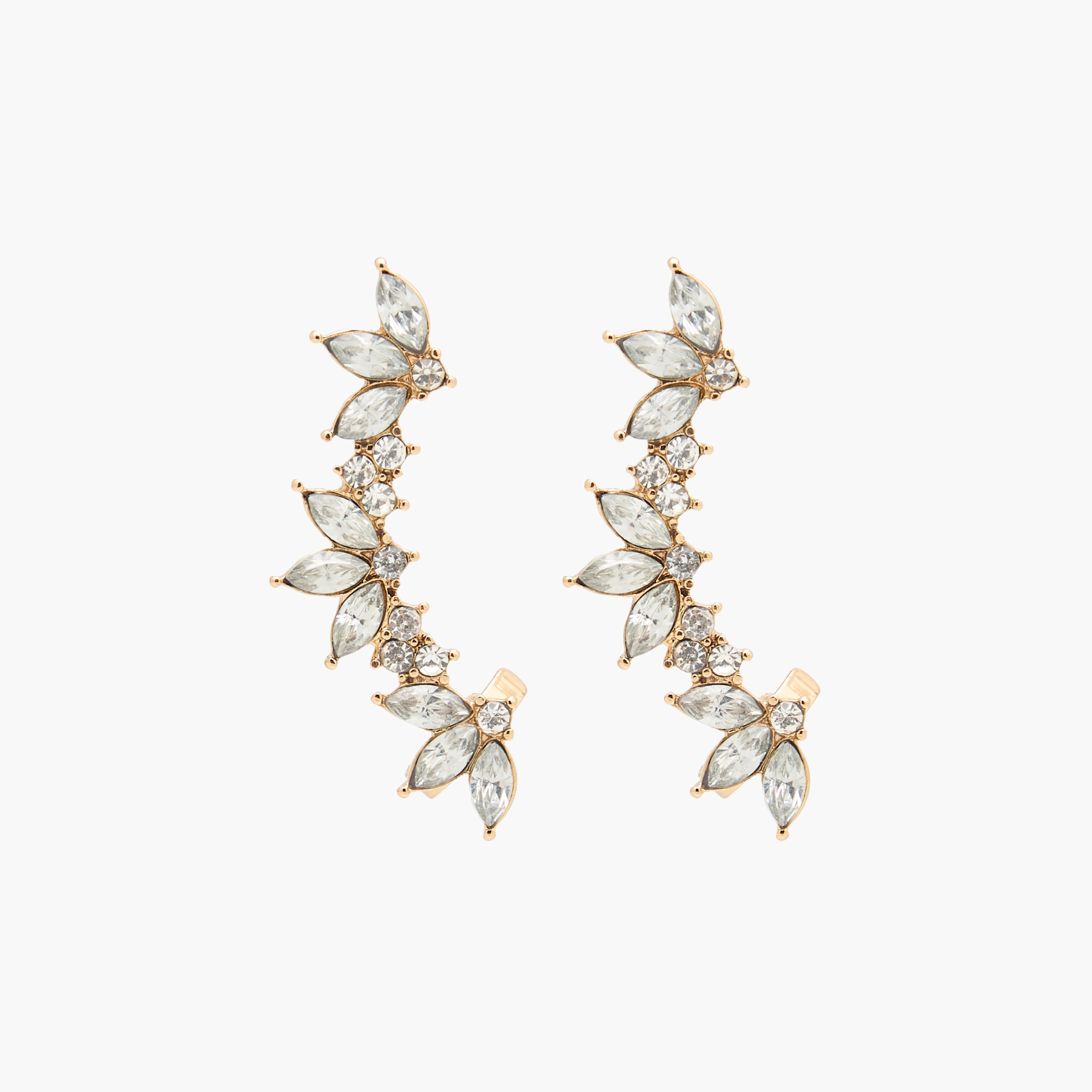 Gold Toned Crystal Ear Cuff with Pushback Closure-women-watchesandjewellery-jewellery-earrings-image-1