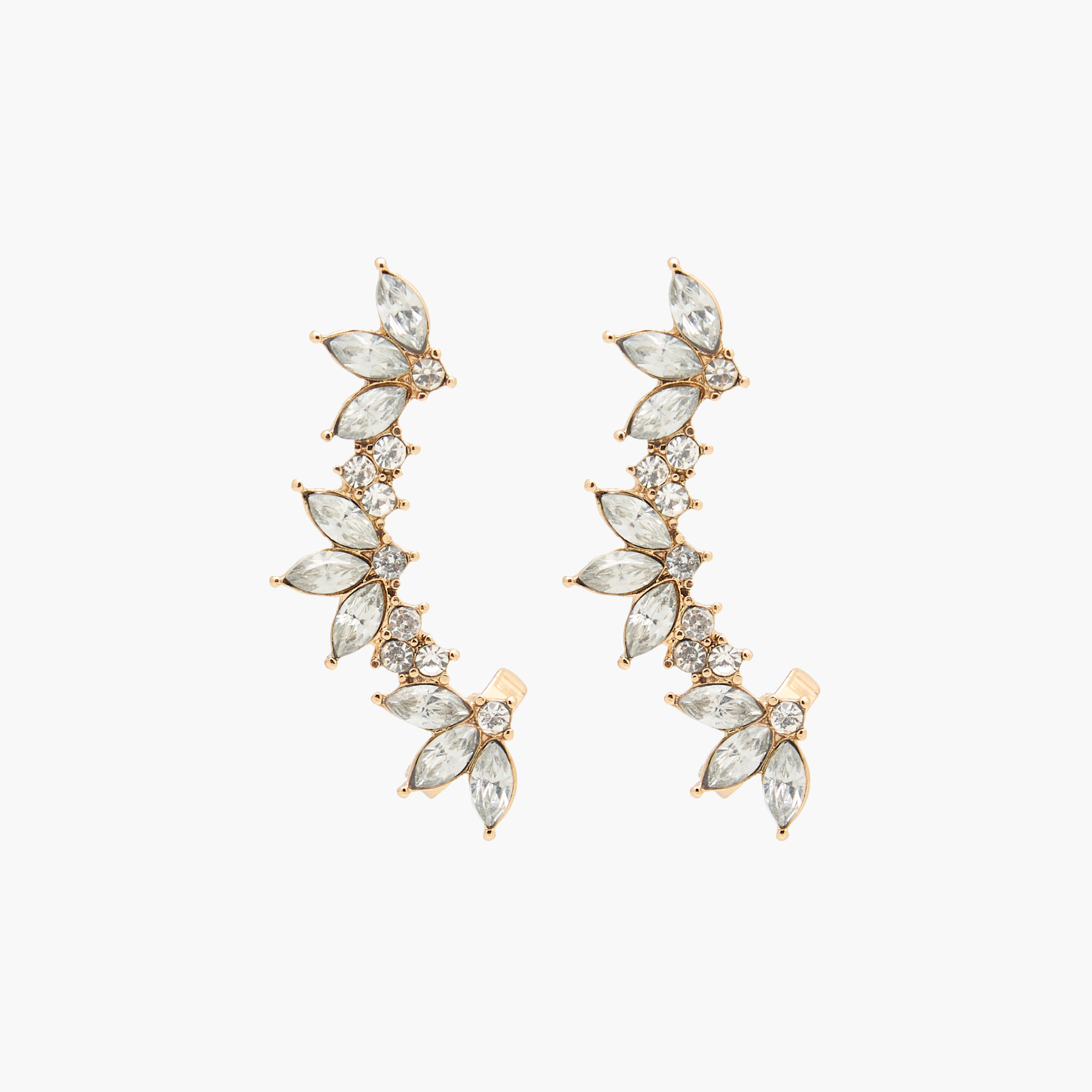 Gold Toned Crystal Ear Cuff with Pushback Closure-women-watchesandjewellery-jewellery-earrings-image-1