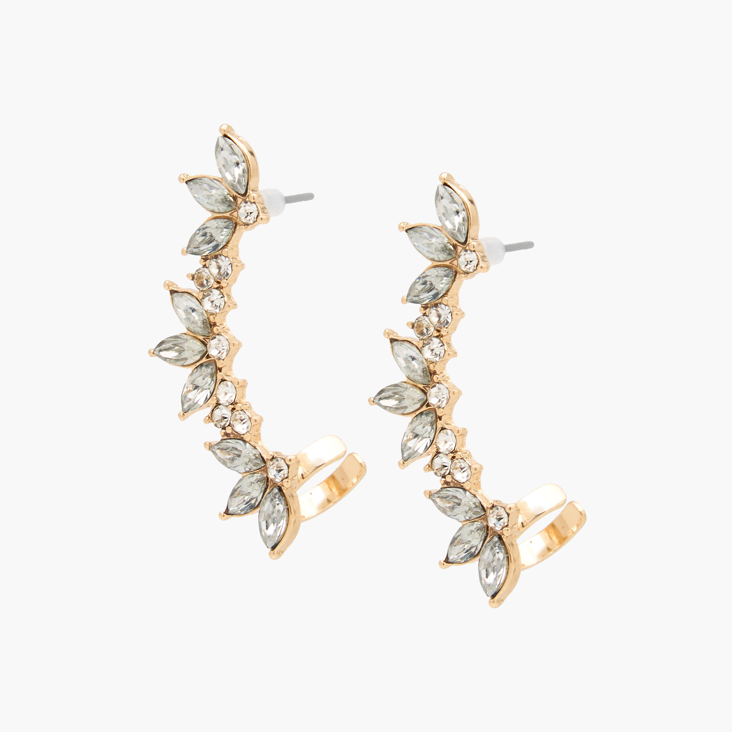 Gold Toned Crystal Ear Cuff with Pushback Closure-women-watchesandjewellery-jewellery-earrings-image-2