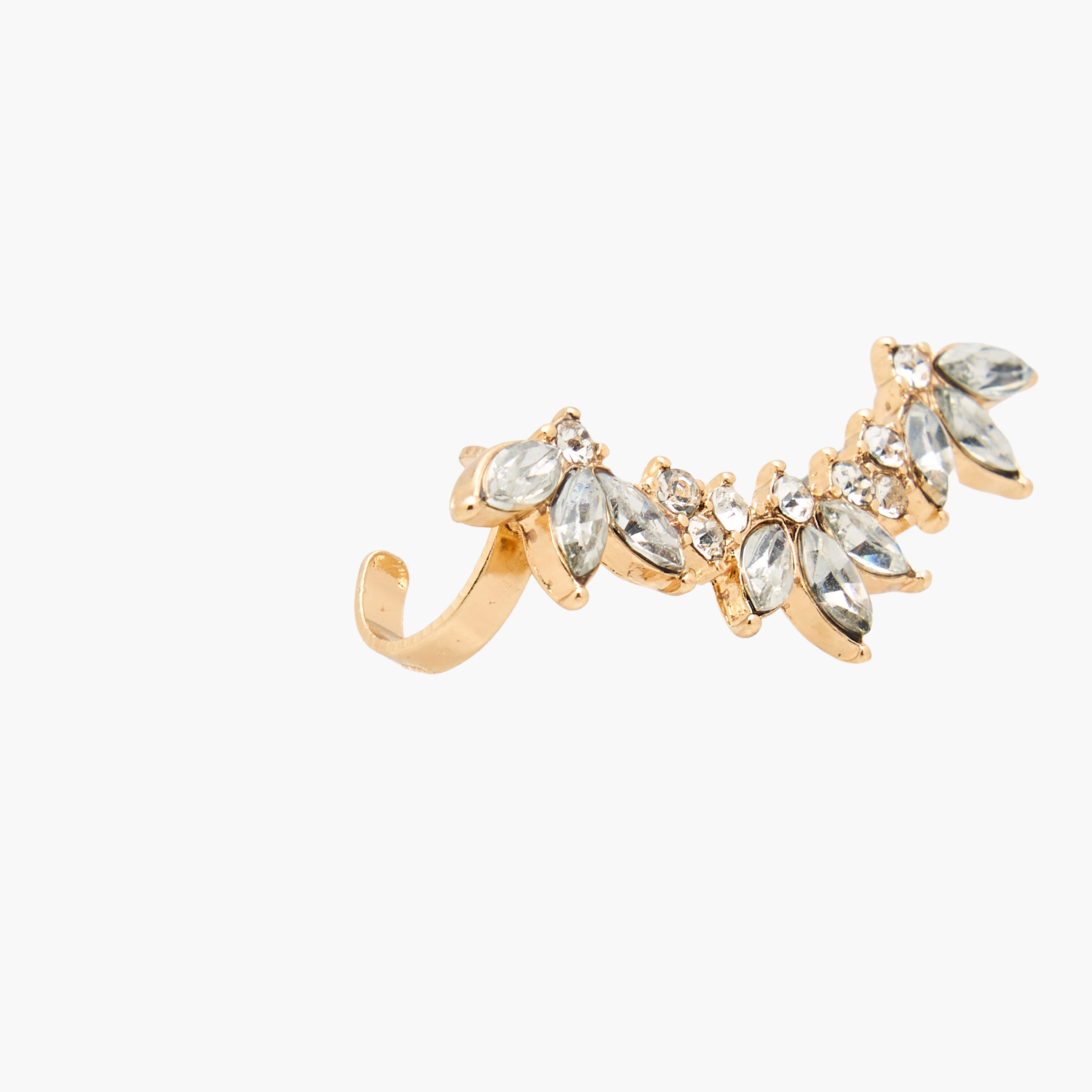 Gold Toned Crystal Ear Cuff with Pushback Closure-women-watchesandjewellery-jewellery-earrings-image-5