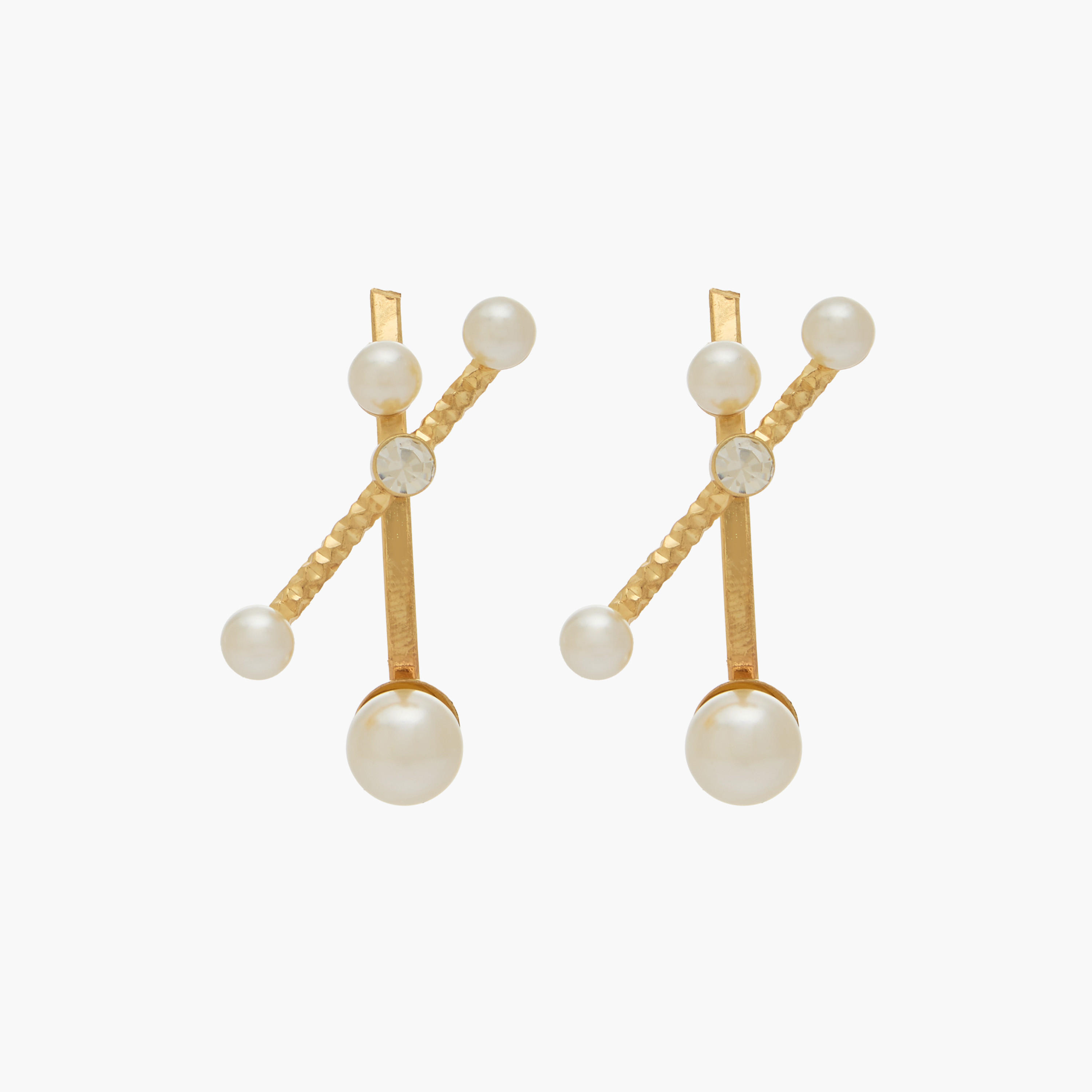 حلق معدني مزين مرصع باللؤلؤ بمكبس إغلاق خلفي-women-watchesandjewellery-jewellery-earrings-image-1