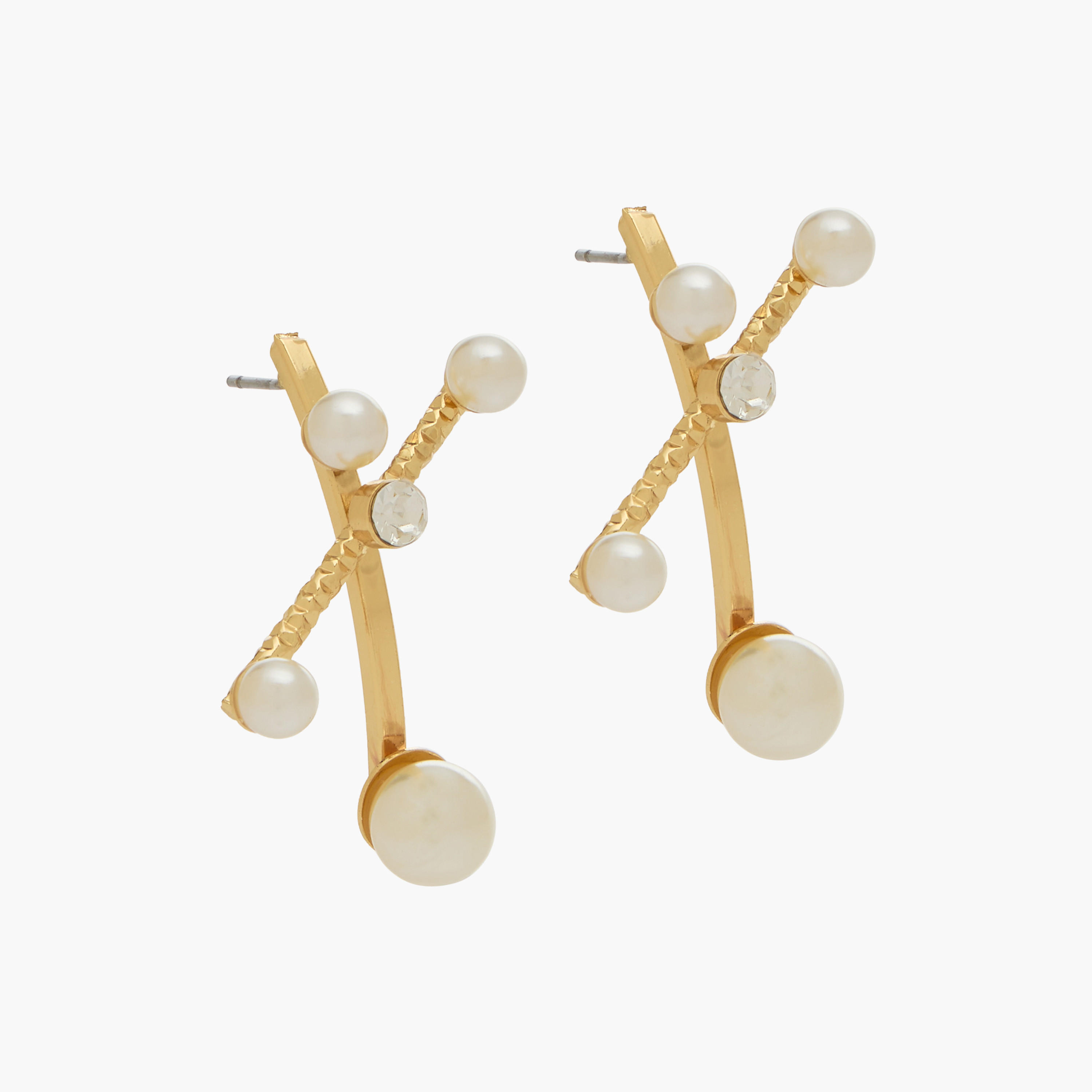حلق معدني مزين مرصع باللؤلؤ بمكبس إغلاق خلفي-women-watchesandjewellery-jewellery-earrings-image-2