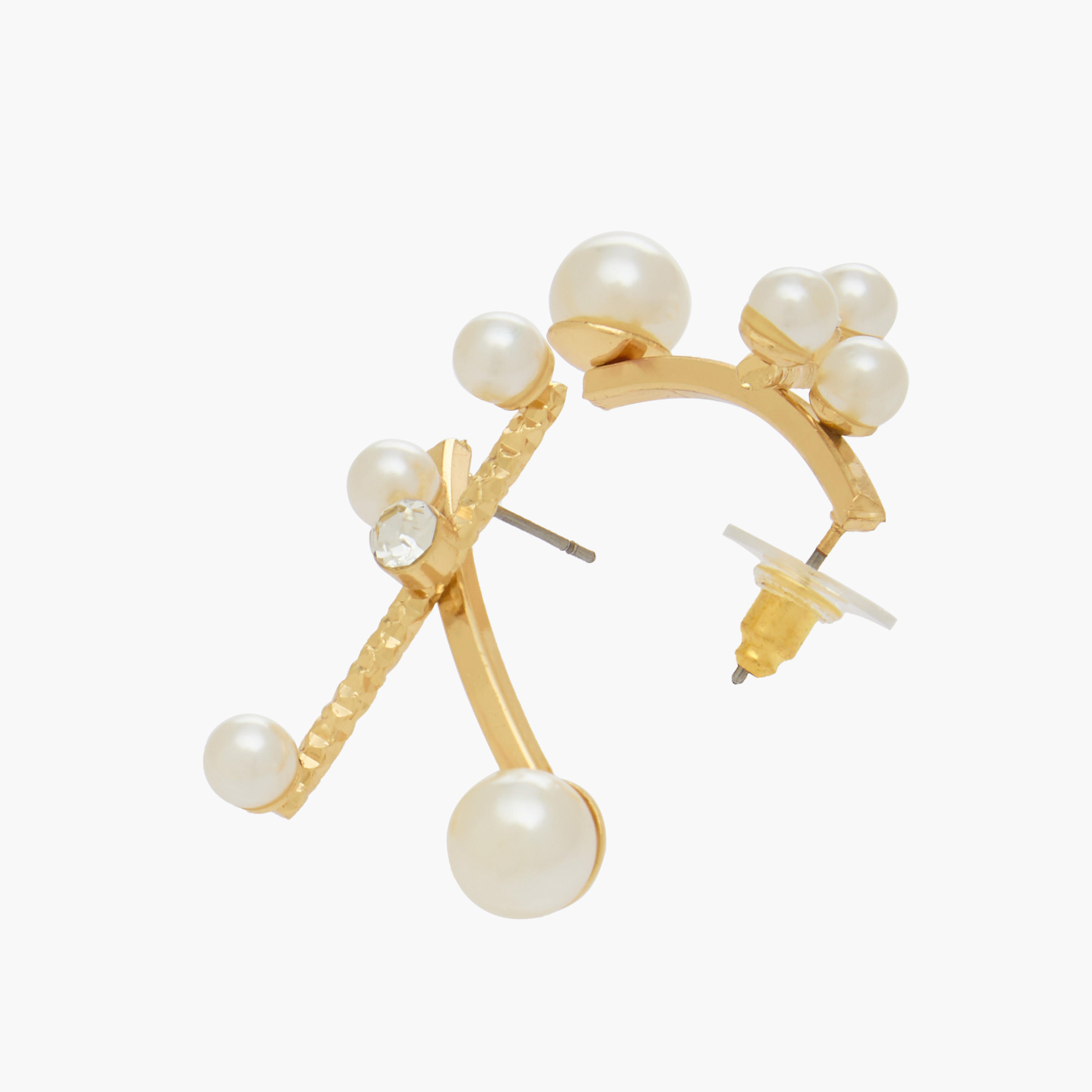 حلق معدني مزين مرصع باللؤلؤ بمكبس إغلاق خلفي-women-watchesandjewellery-jewellery-earrings-image-3