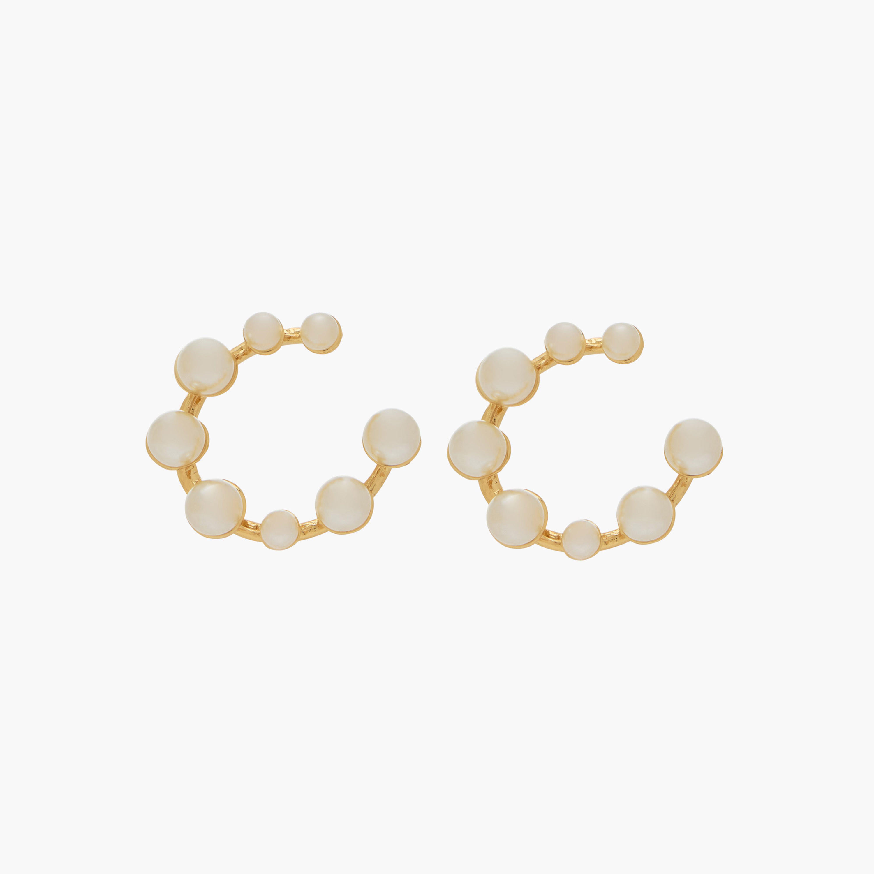Gold Tone Pearl Stud Hoop Earrings with Pushback Closure-women-watchesandjewellery-jewellery-earrings-image-1