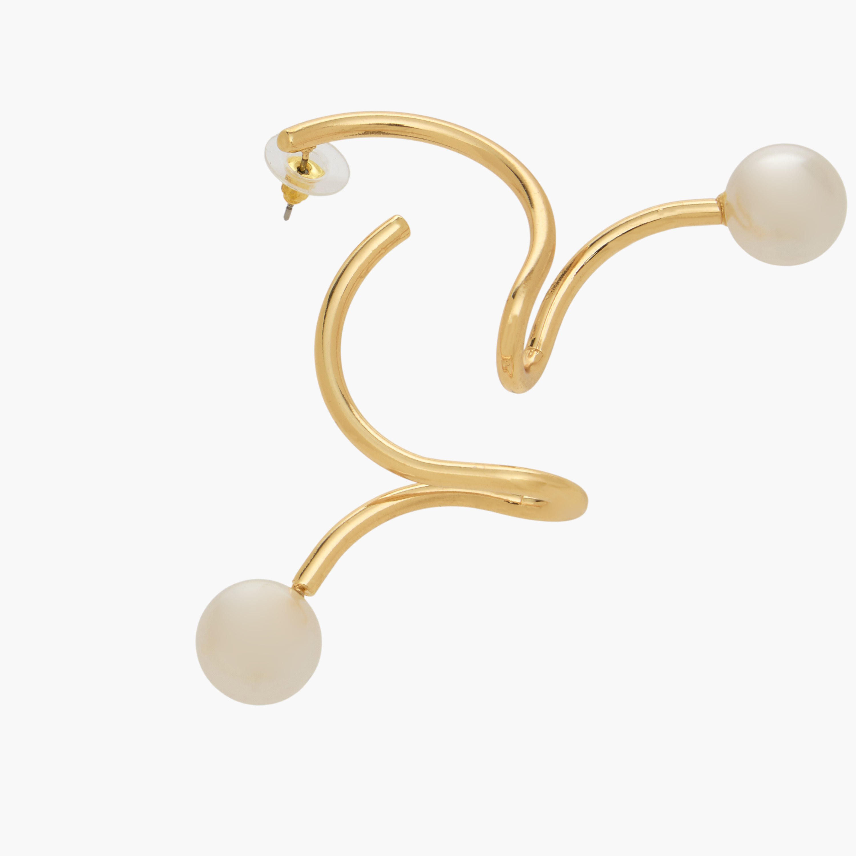 Gold Tone Pearl Drop Spiral Earrings with Pushback Closure-women-watchesandjewellery-jewellery-earrings-image-3