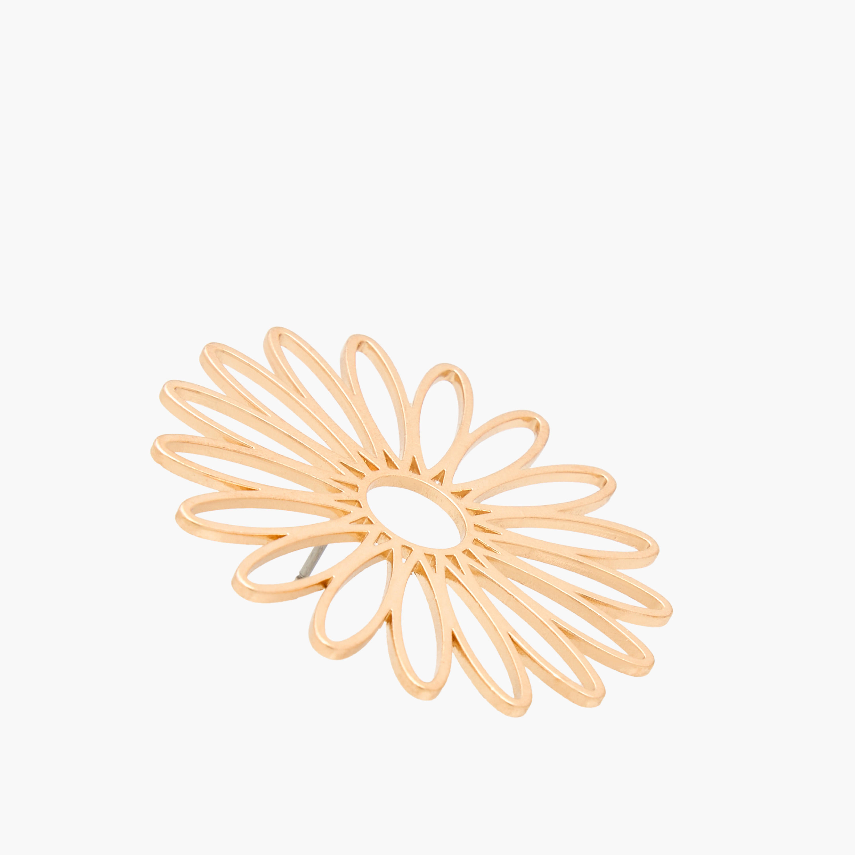 حلق معدن بتصميم زهرة ومكبس إغلاق خلفي-women-watchesandjewellery-jewellery-earrings-image-3
