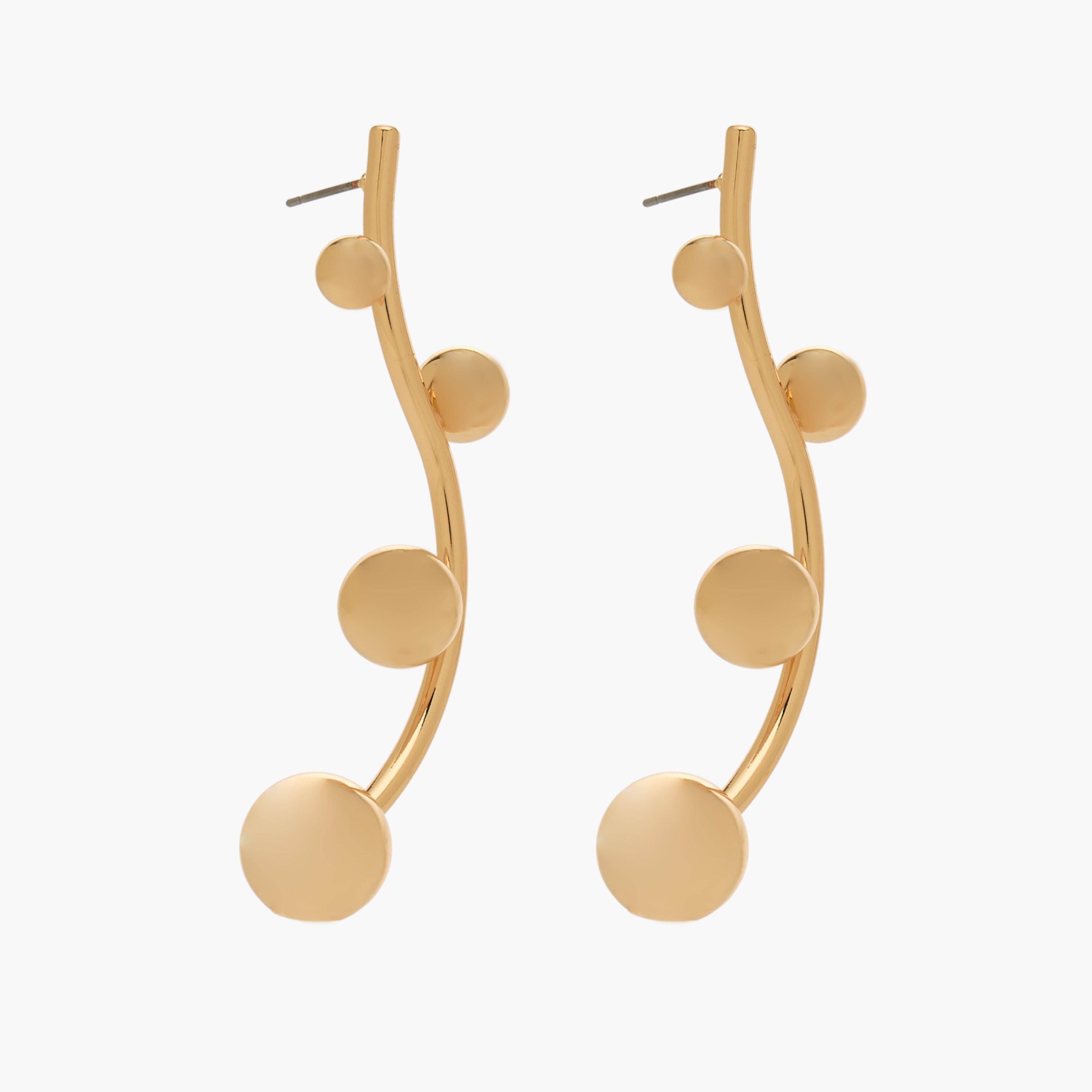 Gold Tone Dangling Earrings with Pushback Closure-women-watchesandjewellery-jewellery-earrings-image-2