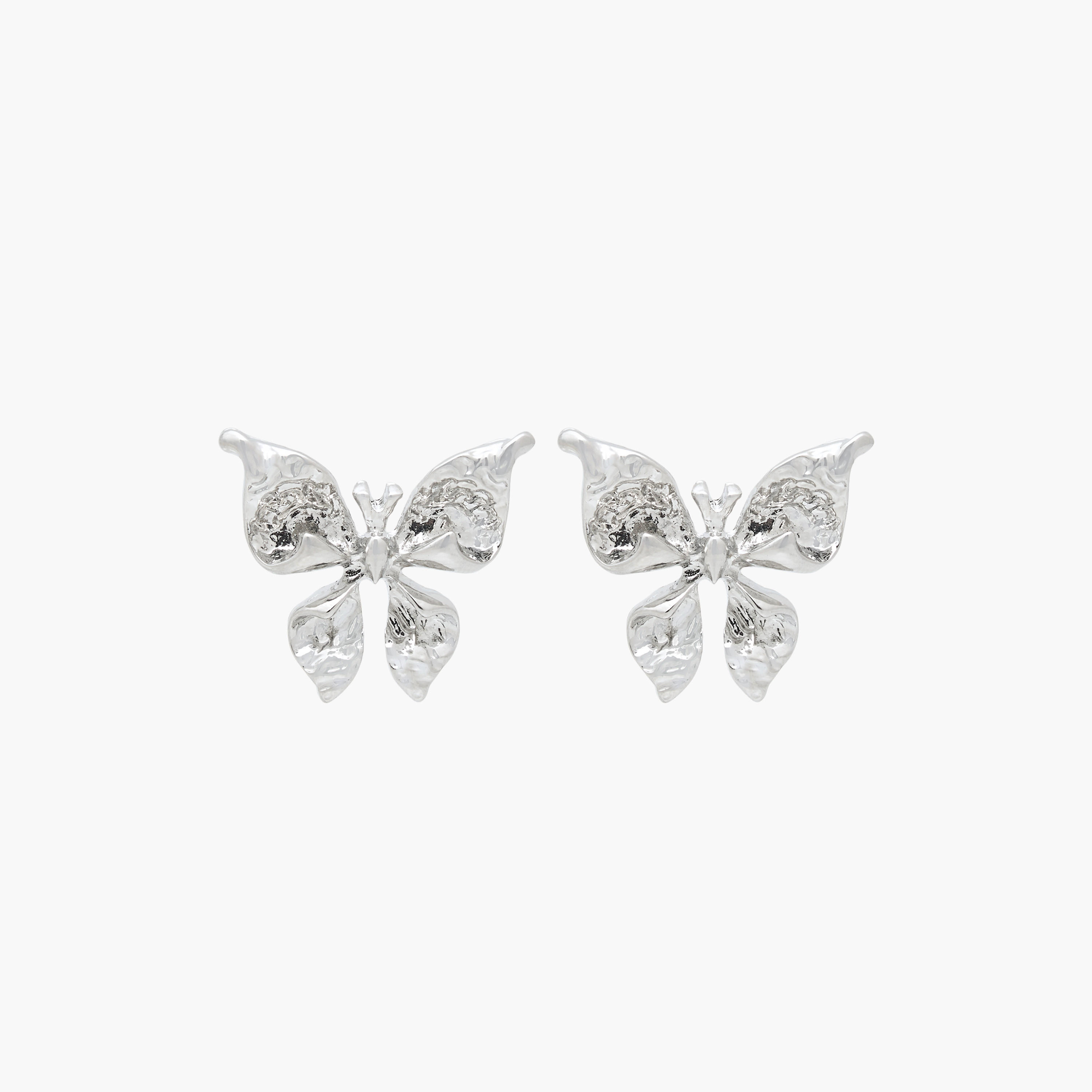 Silver Tone Butterfly Stud Earrings with Pushback Closure-women-watchesandjewellery-jewellery-earrings-image-1