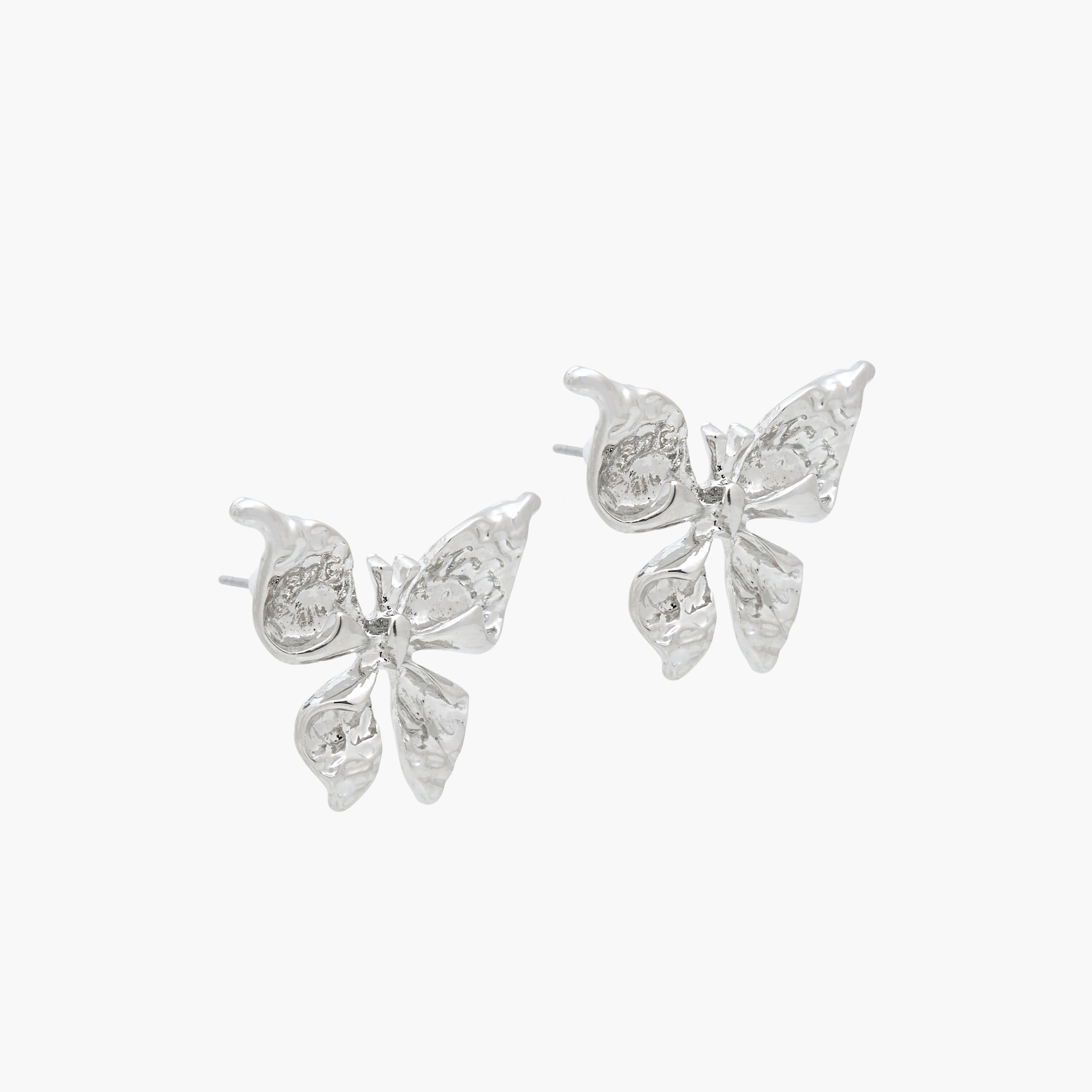 Silver Tone Butterfly Stud Earrings with Pushback Closure-women-watchesandjewellery-jewellery-earrings-image-2