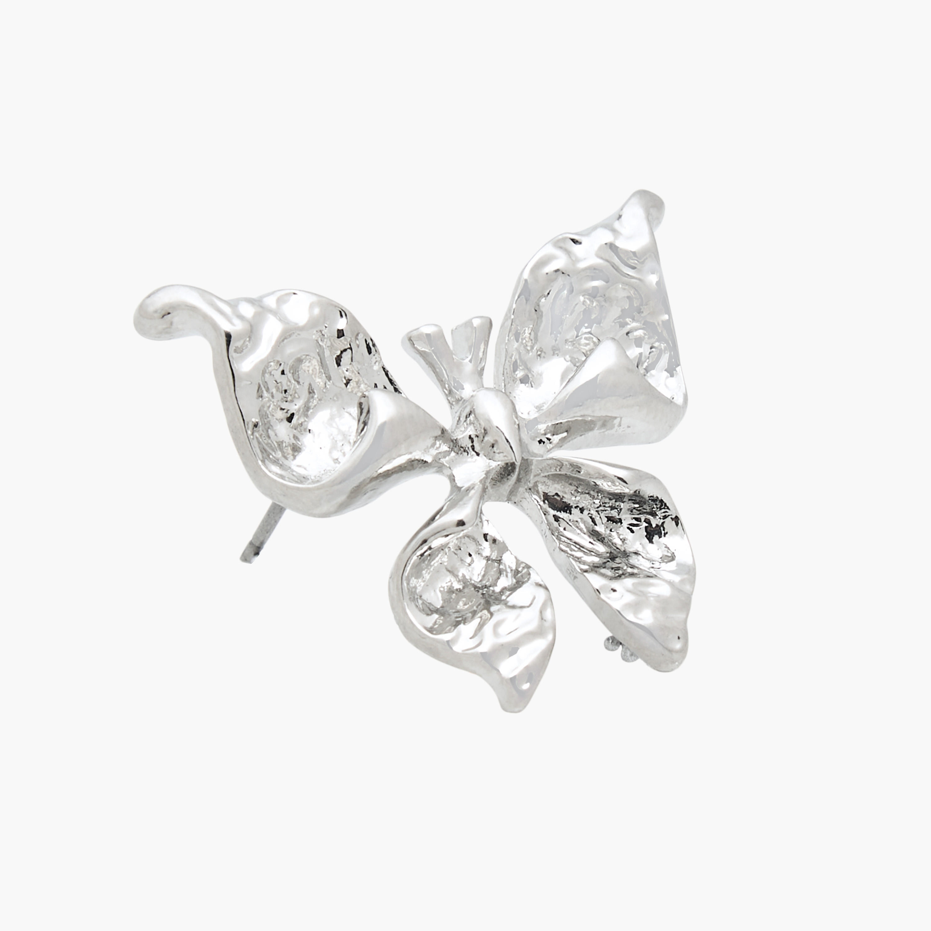 Silver Tone Butterfly Stud Earrings with Pushback Closure-women-watchesandjewellery-jewellery-earrings-image-3