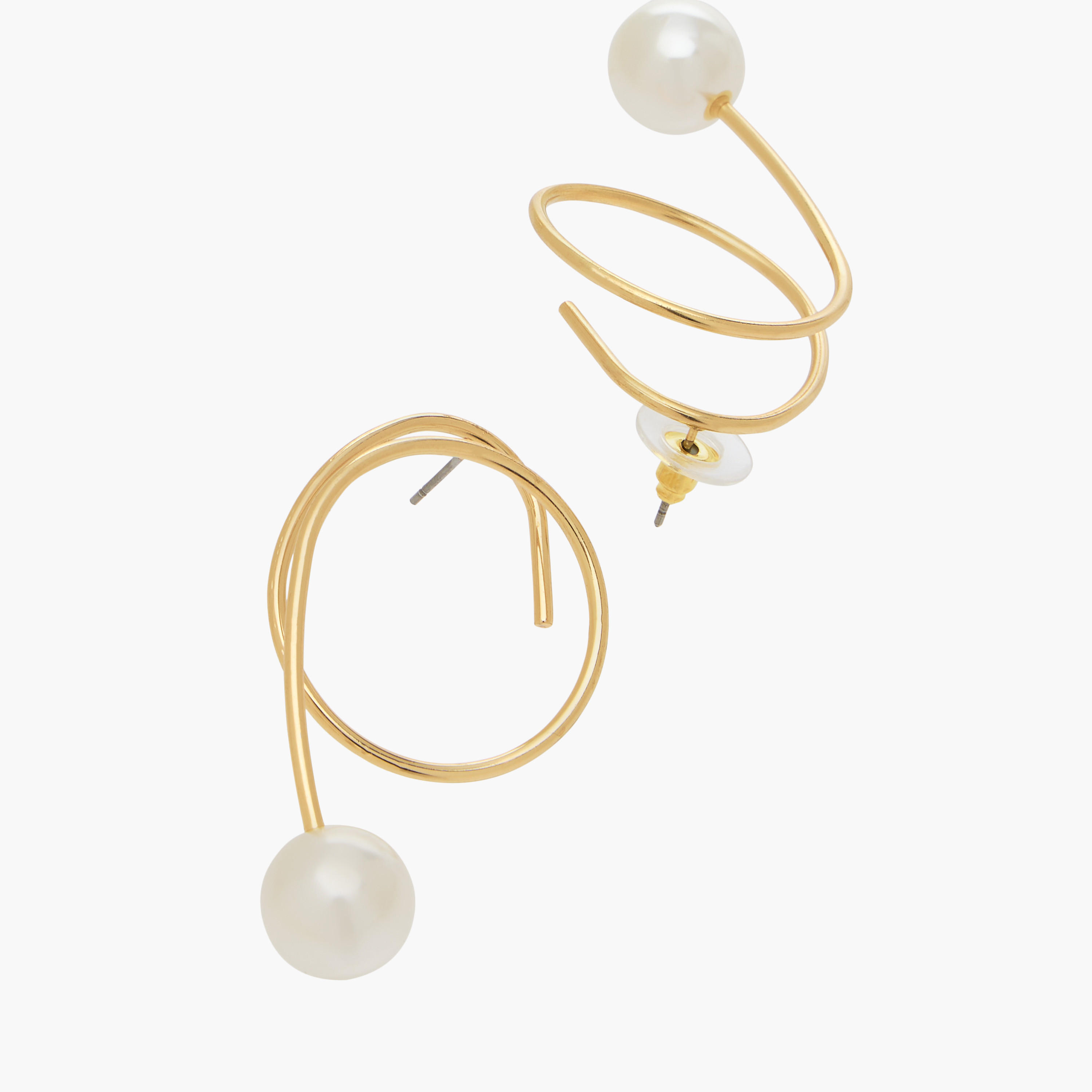 Metal Pearl Dangler Earrings with Pushback Closure-women-watchesandjewellery-jewellery-earrings-image-3