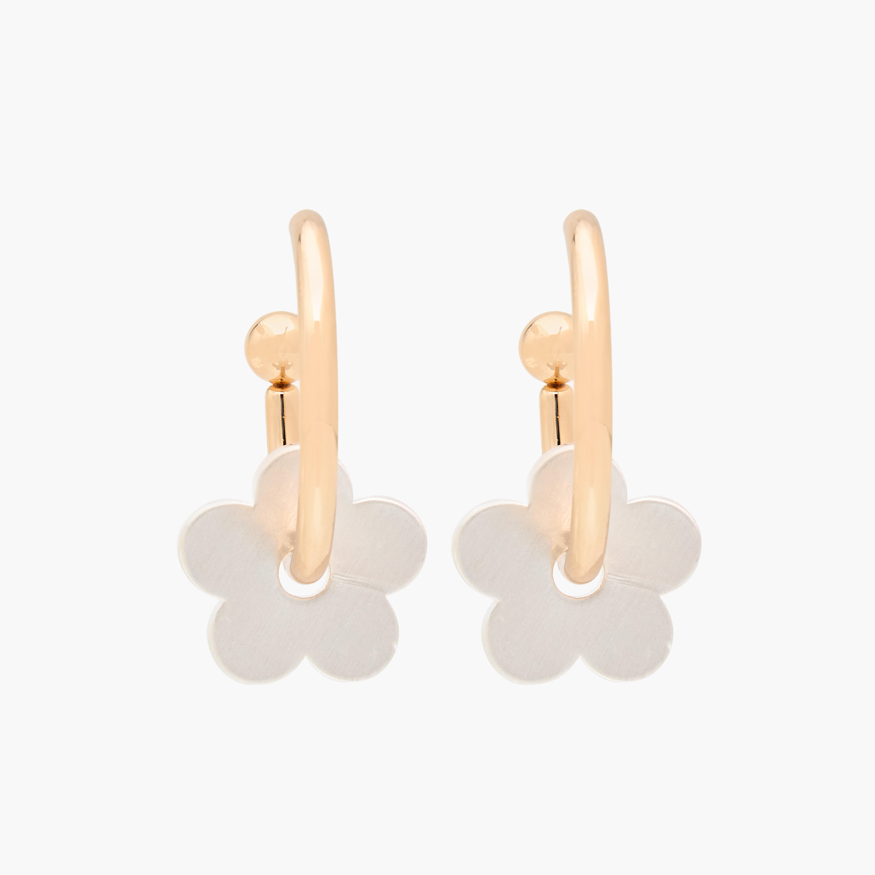 Gold Tone Flower Drop Hoop Earrings with Pushback Closure-women-watchesandjewellery-jewellery-earrings-image-1