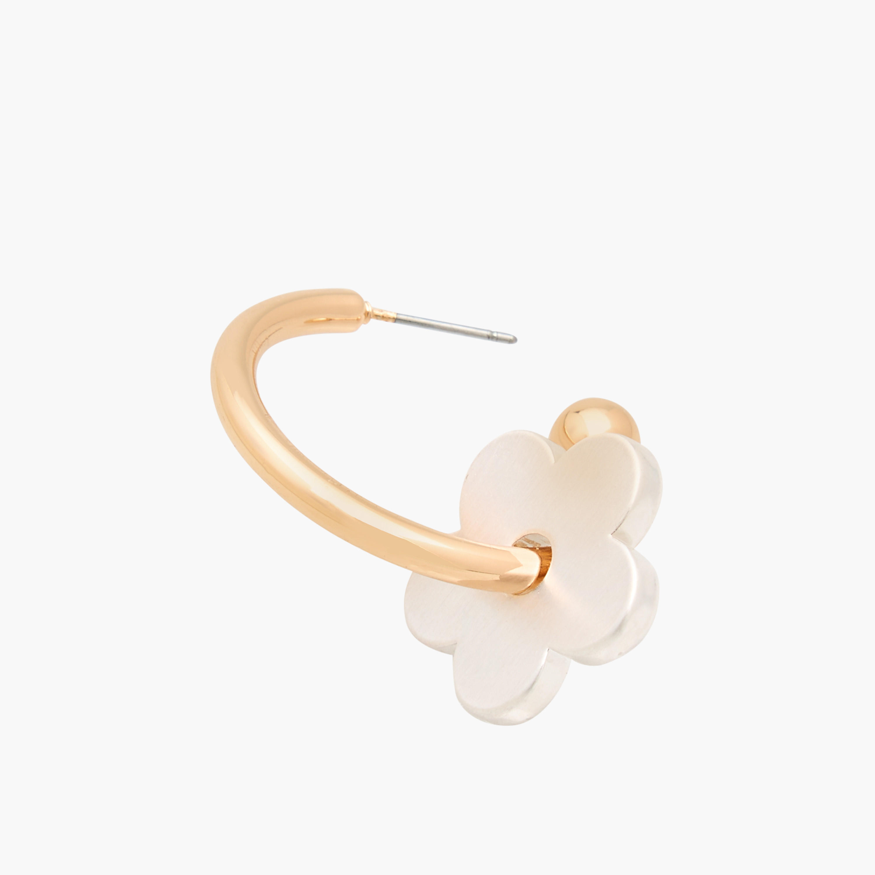 Gold Tone Flower Drop Hoop Earrings with Pushback Closure-women-watchesandjewellery-jewellery-earrings-image-3