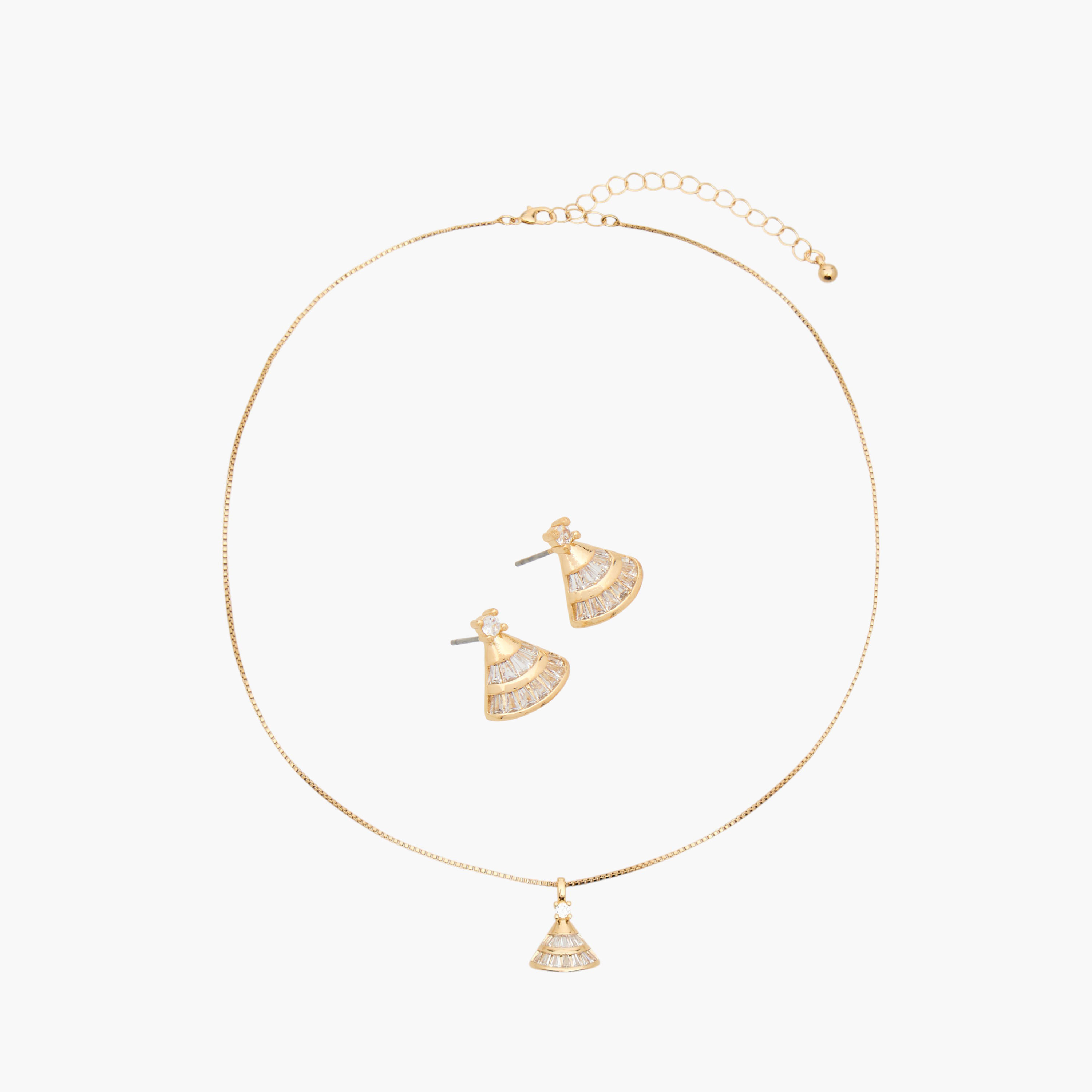 Pendant Necklace and Earrings Set with Cubic Zirconia Embellishment-women-watchesandjewellery-jewellery-jewellerysets-image-1