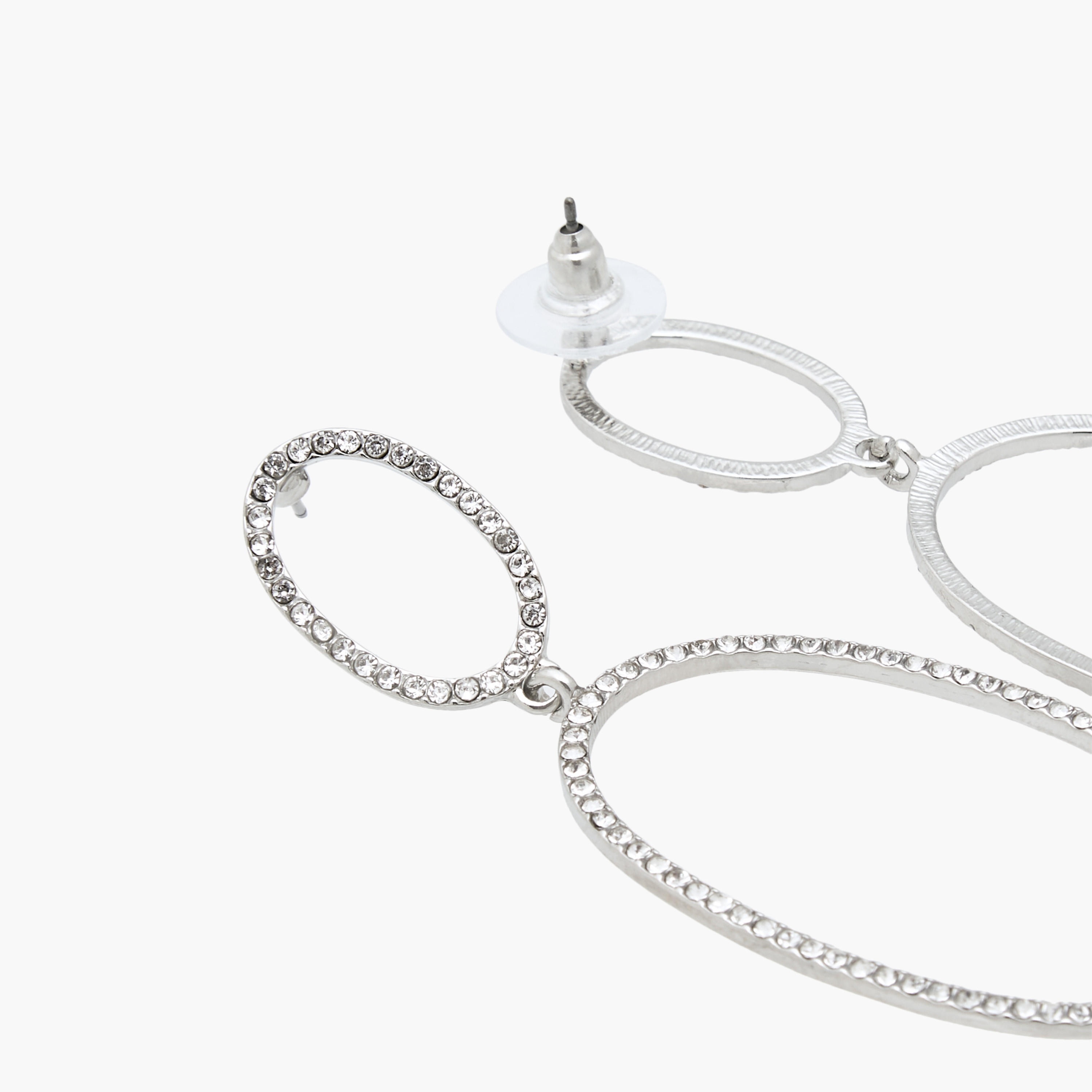 حلق معدني متدلي مزين بمكبس إغلاق خلفي-women-watchesandjewellery-jewellery-earrings-image-4