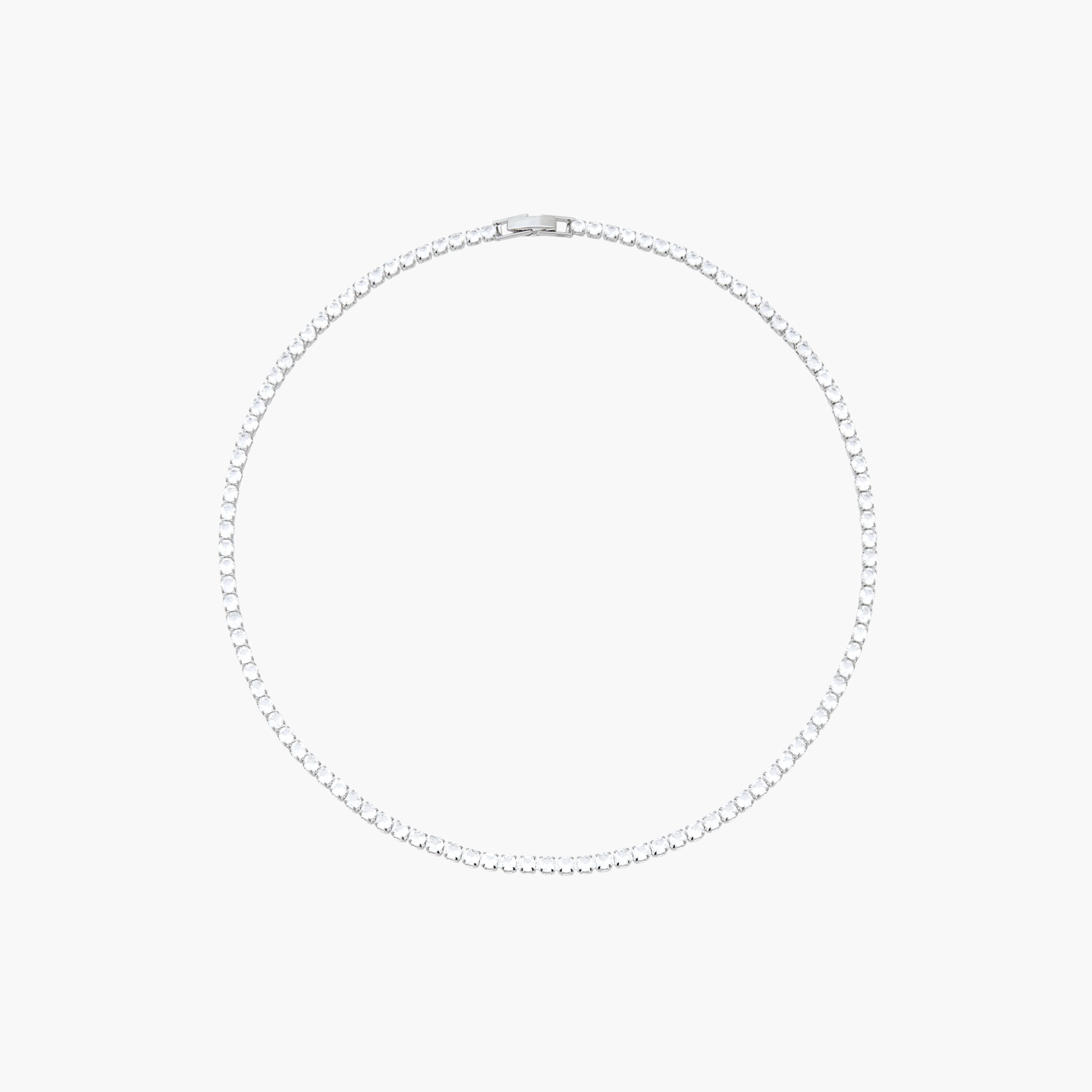 Silver Tone Necklace with Cubic Zirconia Embellishments-women-watchesandjewellery-jewellery-necklacesandpendants-image-1