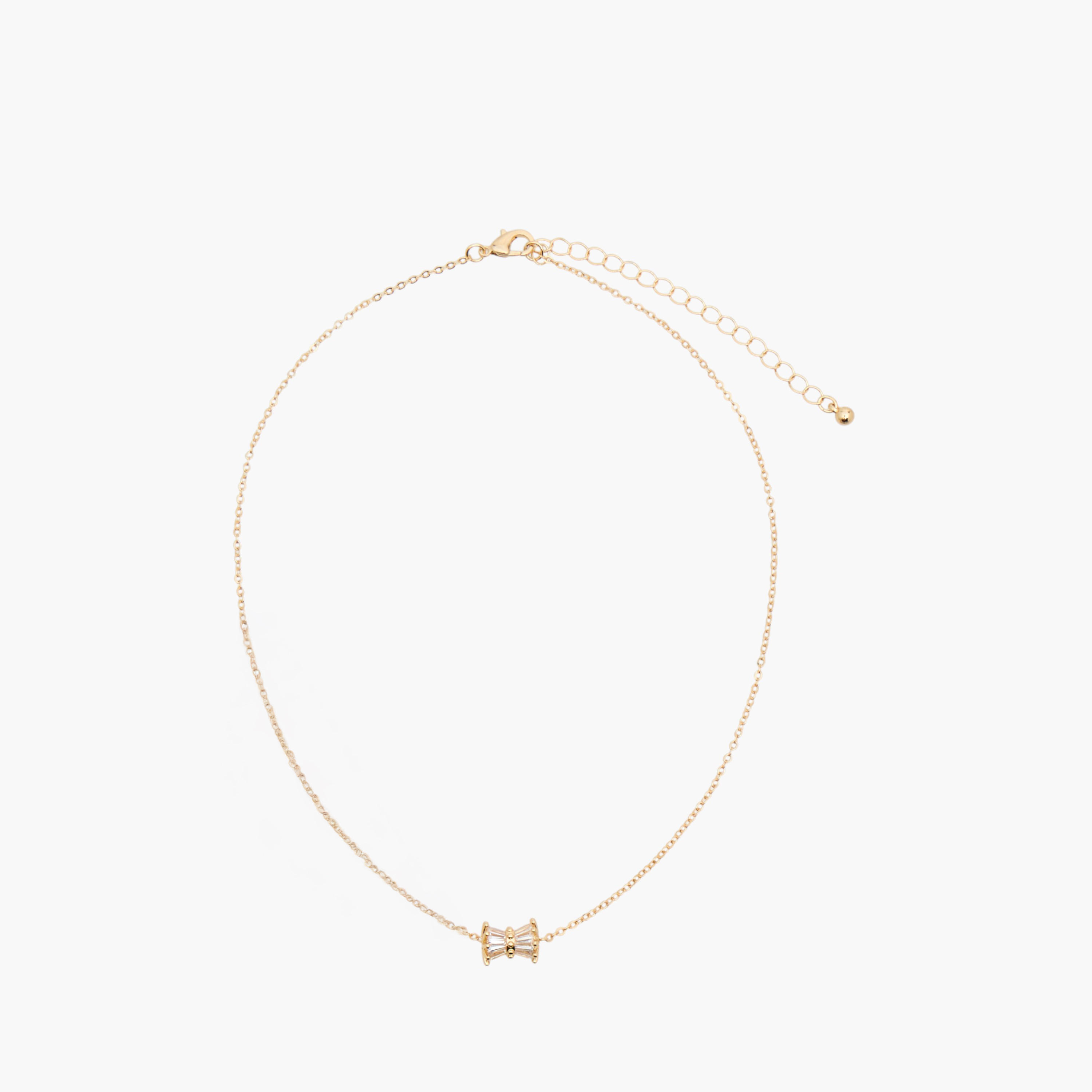 عقد معدني مزين بمكعب زركونيا-women-watchesandjewellery-jewellery-necklacesandpendants-image-1