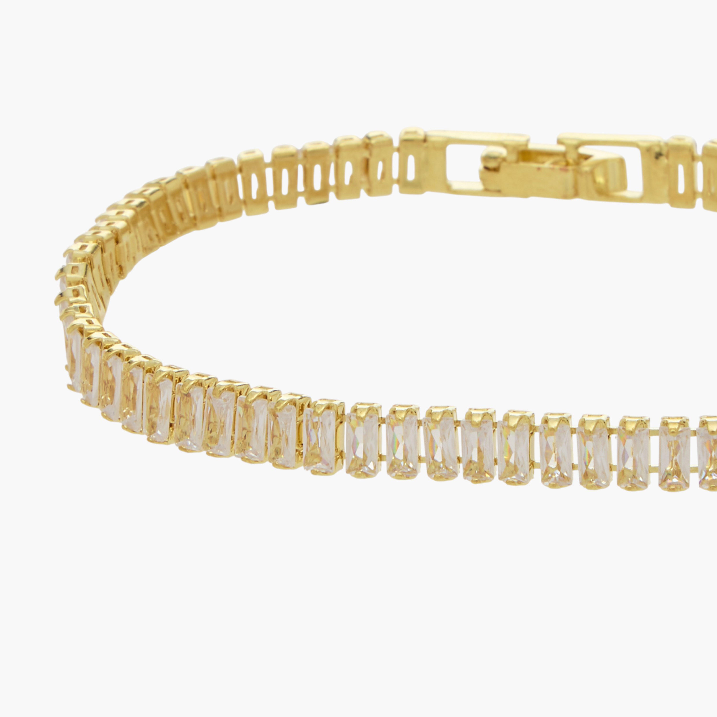 Metal Cubic Zirconia Embellished Bracelet-women-watchesandjewellery-jewellery-banglesandbracelets-image-3