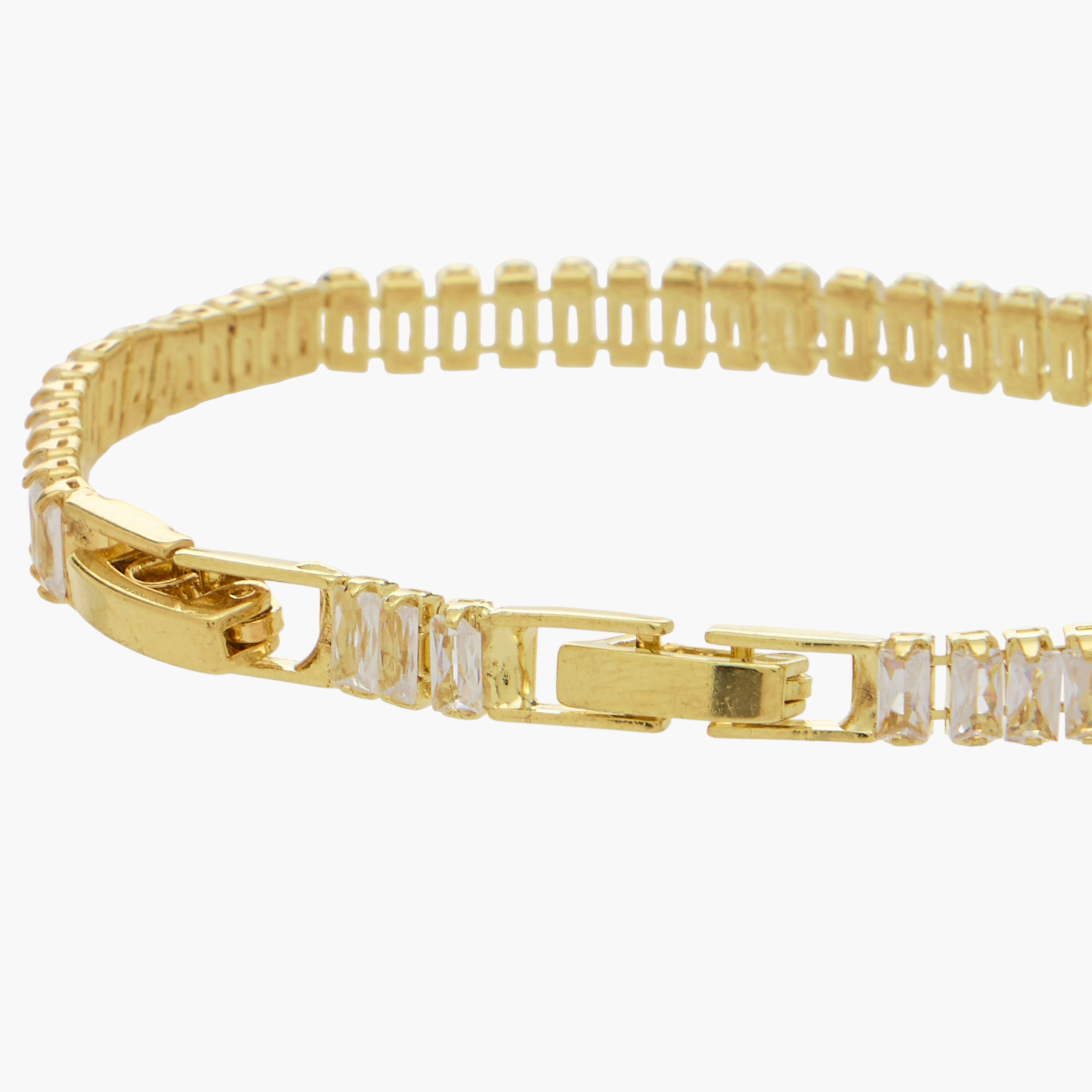 Metal Cubic Zirconia Embellished Bracelet-women-watchesandjewellery-jewellery-banglesandbracelets-image-4