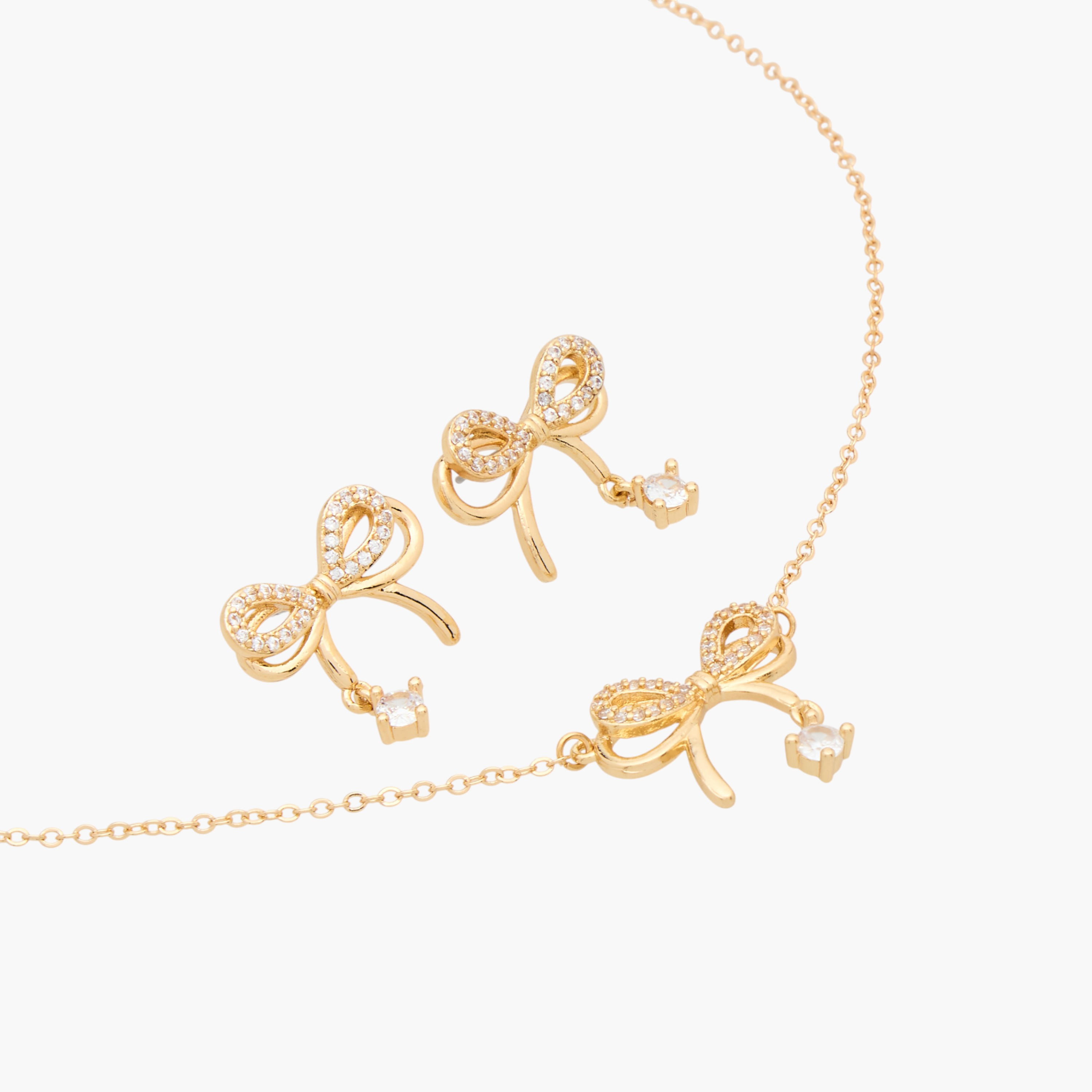 طقم مجوهرات قلادة بدلاية وأقراط بزينة مكعب زيريكون-women-watchesandjewellery-jewellery-jewellerysets-image-3
