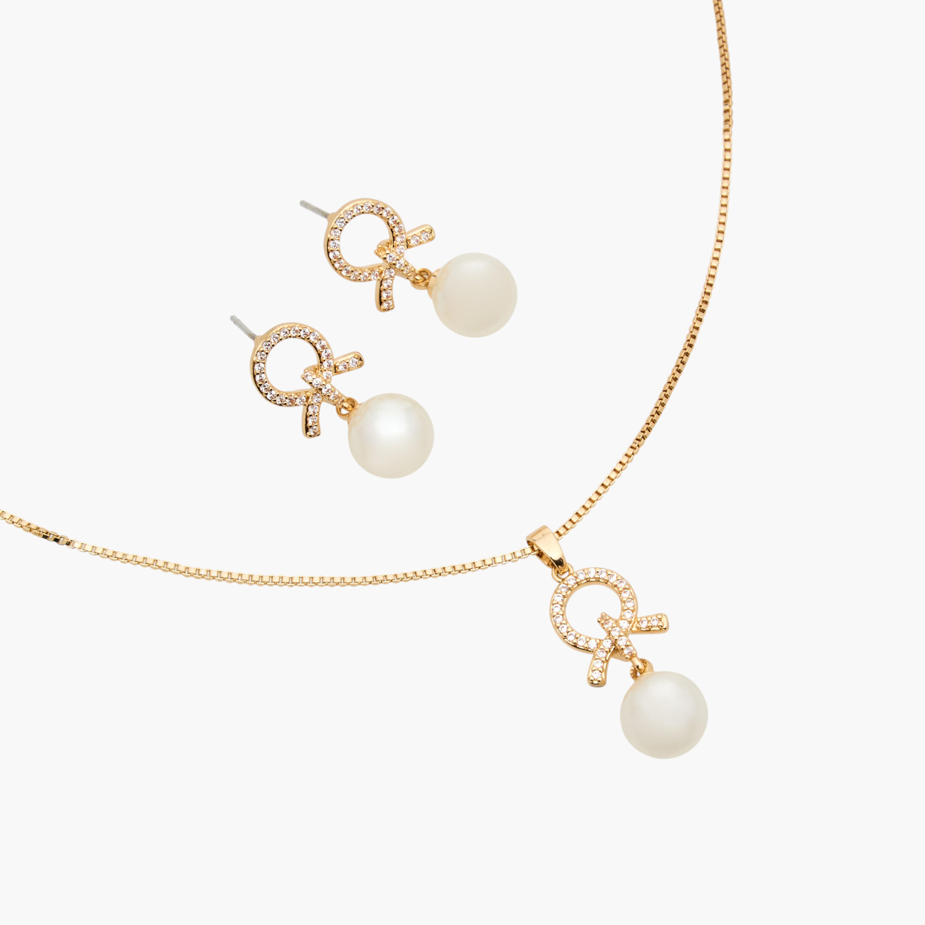 Pendant Necklace and Earrings Set with Cubic Zirconia Embellishment-women-watchesandjewellery-jewellery-jewellerysets-image-3