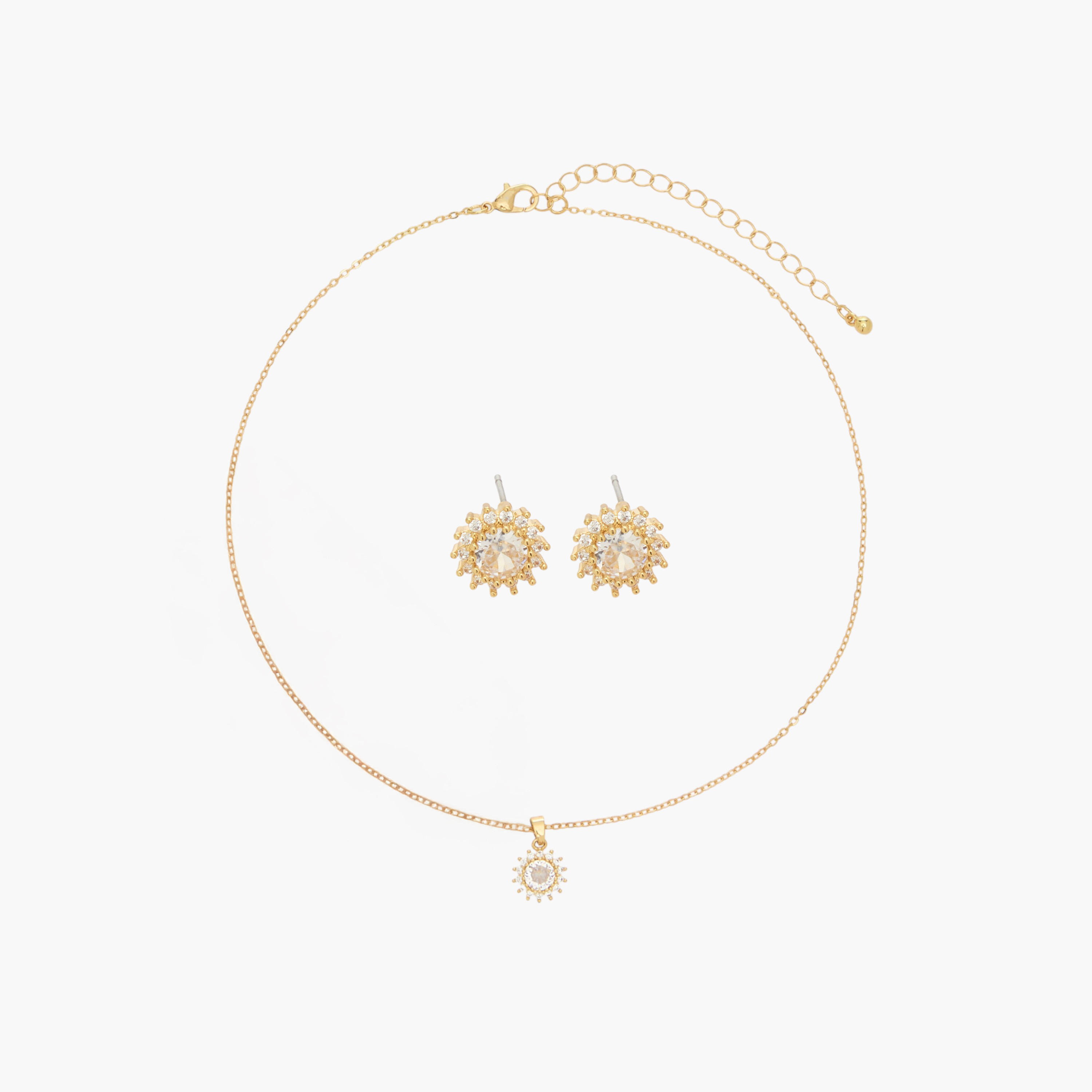 Embellished Cubic Zirconia Necklace and Earrings-girls-accessories-keyringsandbagcharms-image-1