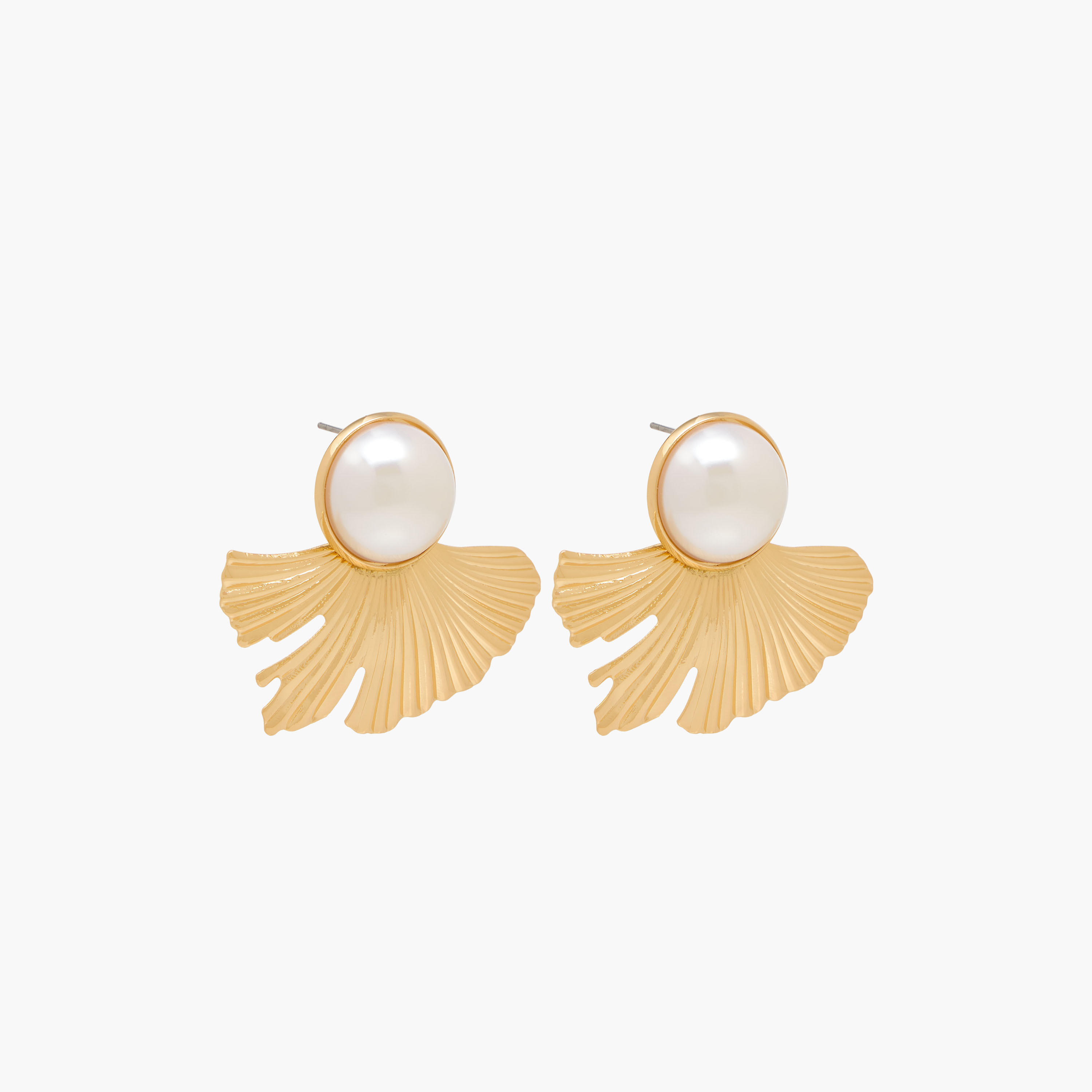 Metallic Petal Stud Earrings with Pushback Closure-women-watchesandjewellery-jewellery-earrings-image-2