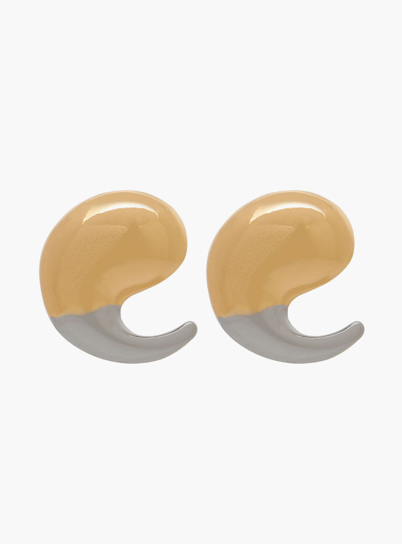 Dual-Tone Tear Drop Earrings with Pushback Closure-women-watchesandjewellery-jewellery-earrings-image-1