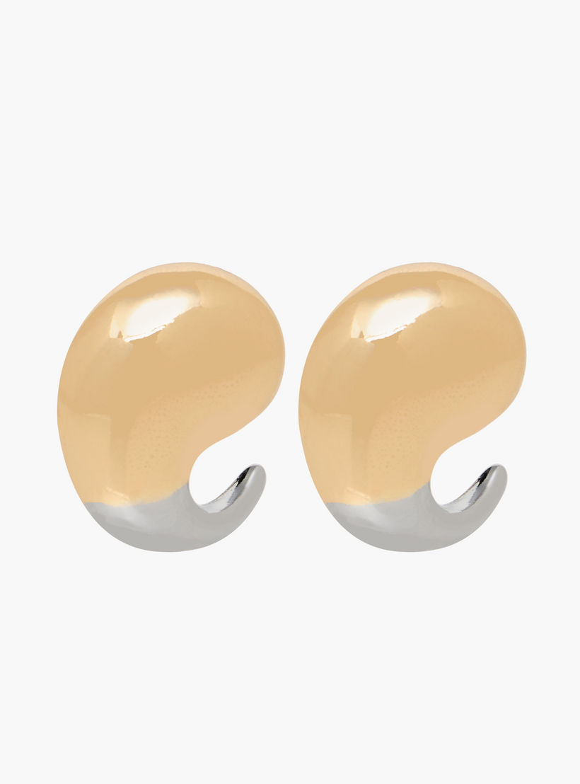 Dual-Tone Tear Drop Earrings with Pushback Closure-women-watchesandjewellery-jewellery-earrings-image-2