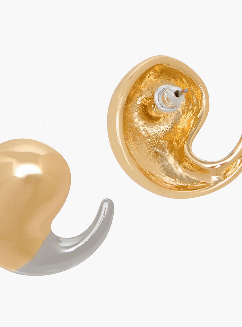 Dual-Tone Tear Drop Earrings with Pushback Closure-women-watchesandjewellery-jewellery-earrings-image-3